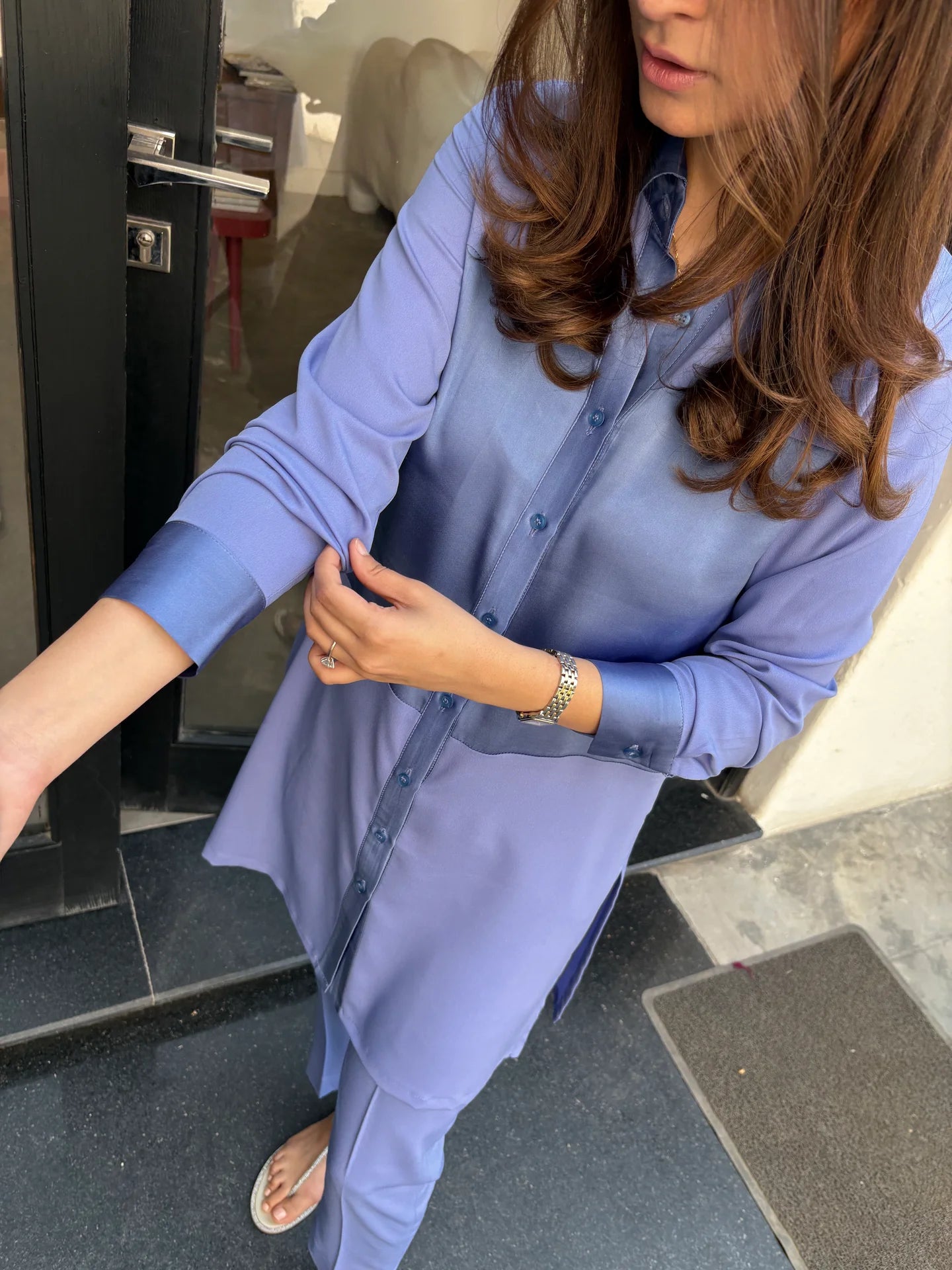 INDIGO SATIN SLIP SET | Sak Atelier