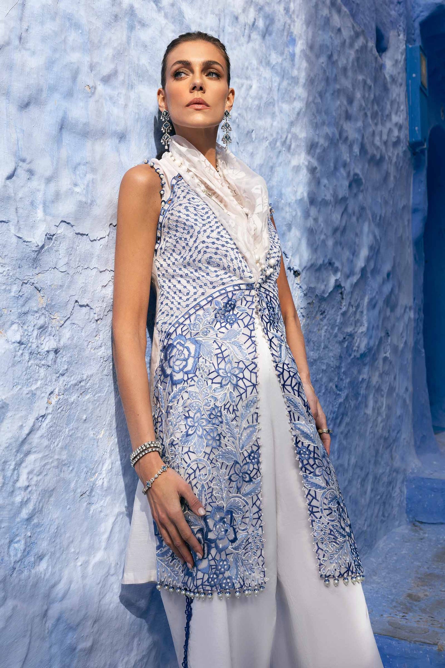 D-2510-A | 3 Piece Unstitched Embroidered Paper Cotton Suit | MARIA.B