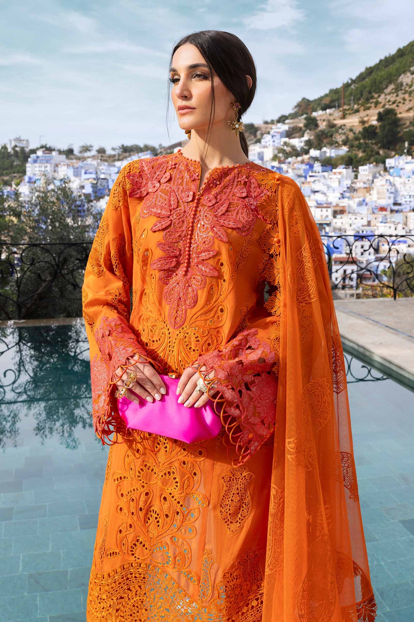D-2505-B | 3 Piece Unstitched Embroidered Paper Cotton Suit | MARIA.B