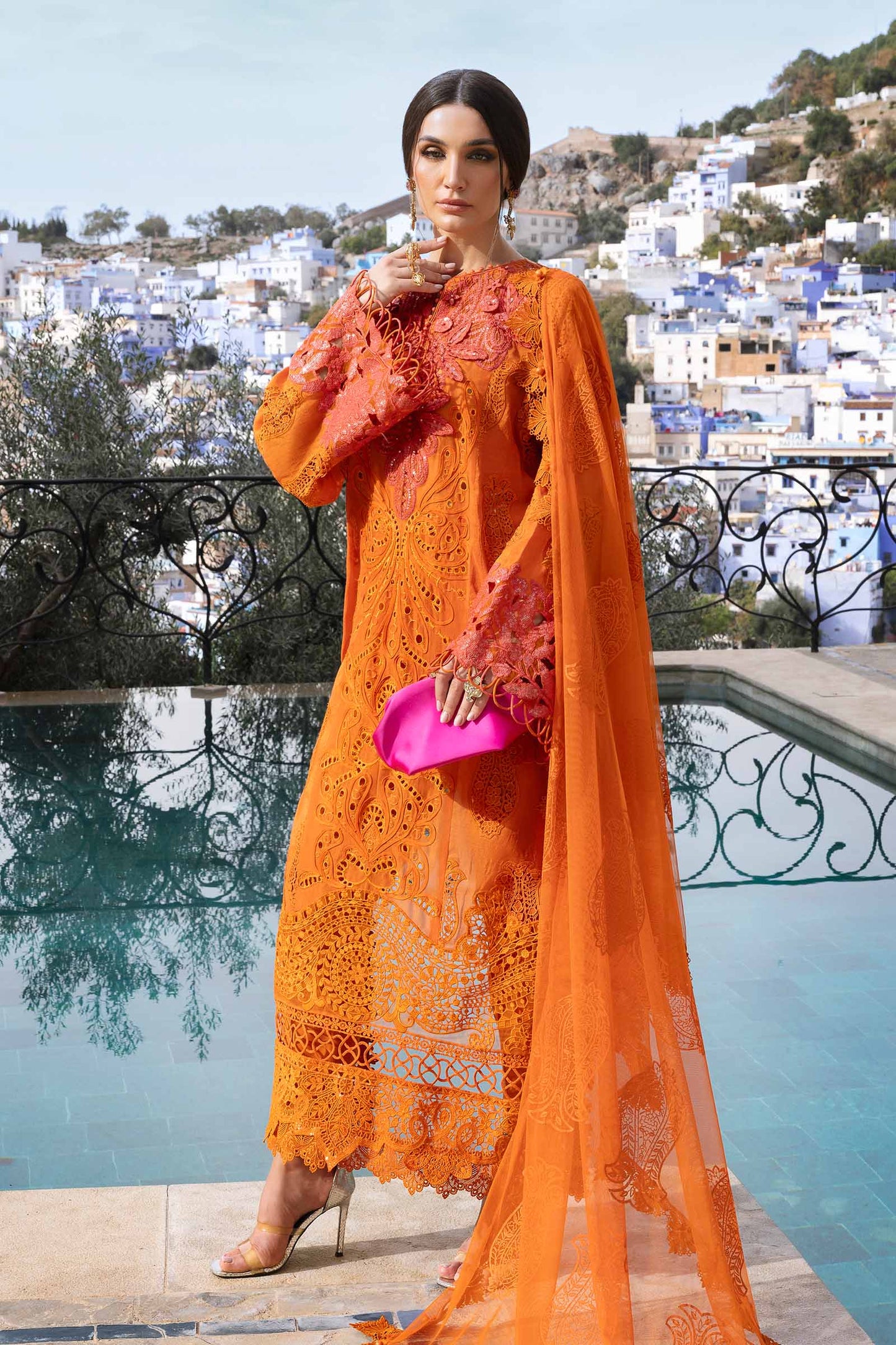 D-2505-B | 3 Piece Unstitched Embroidered Paper Cotton Suit | MARIA.B