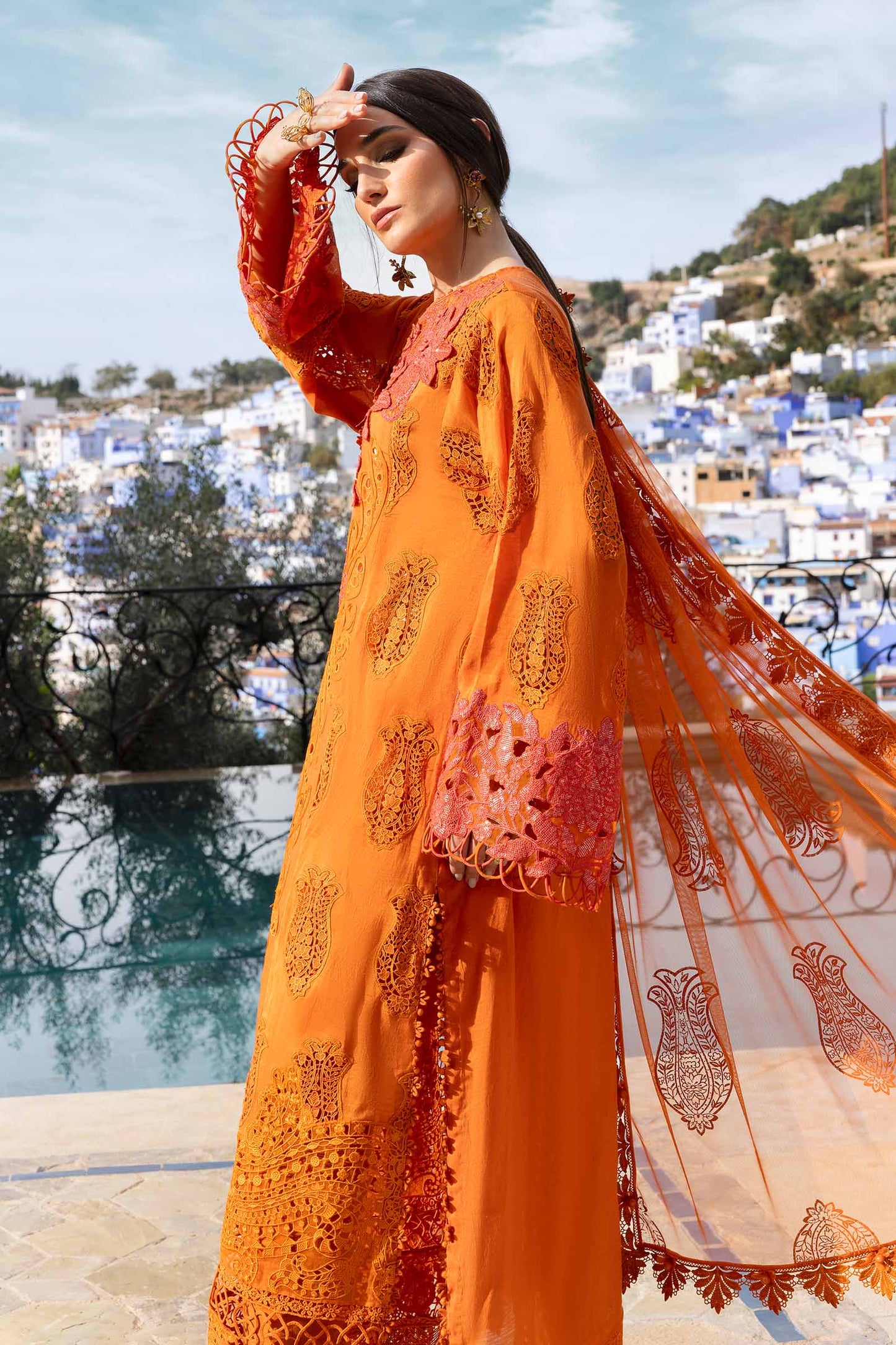D-2505-B | 3 Piece Unstitched Embroidered Paper Cotton Suit | MARIA.B