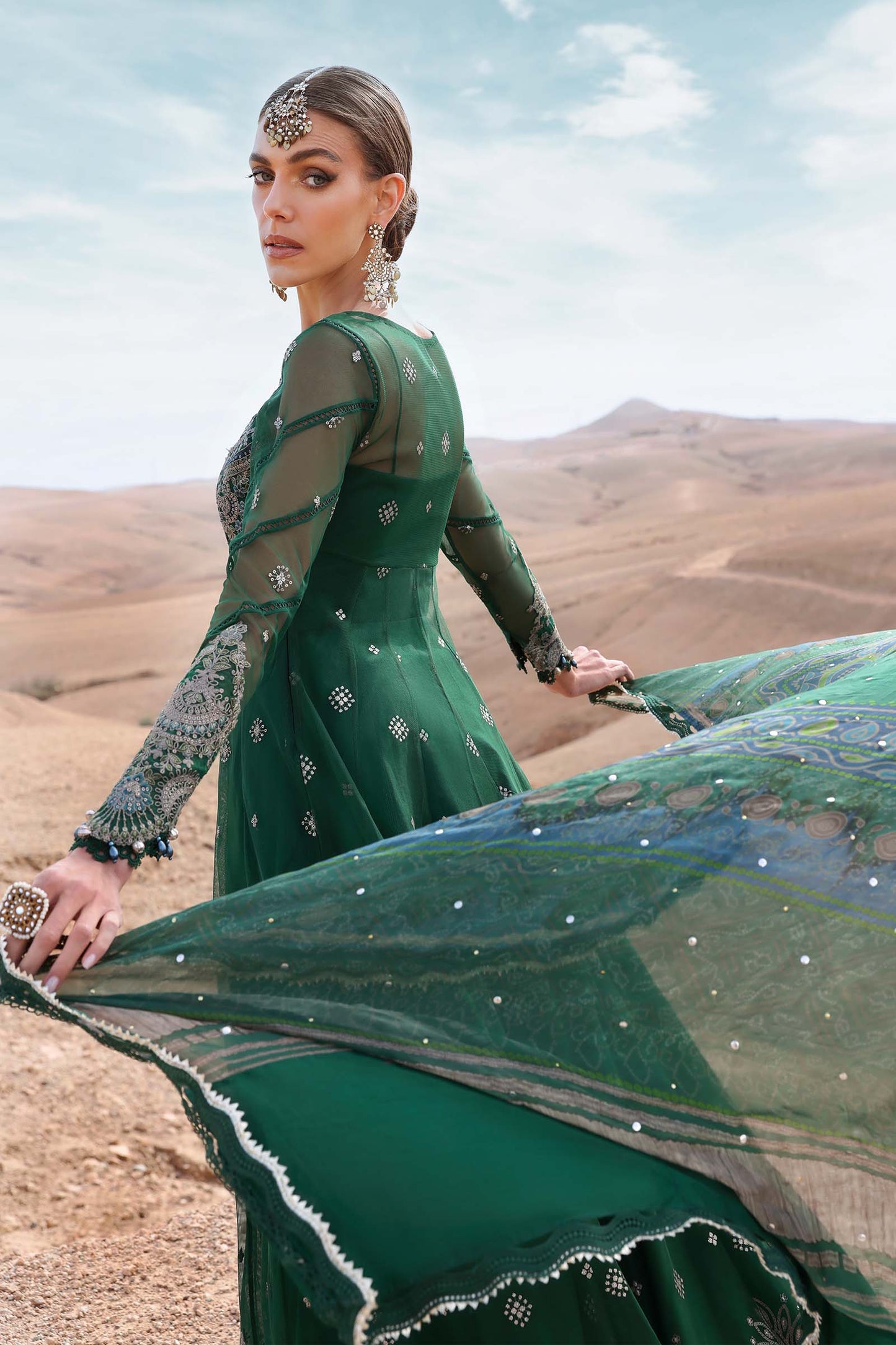 D-2507-A | 3 Piece Unstitched Embroidered Net Suit | MARIA.B