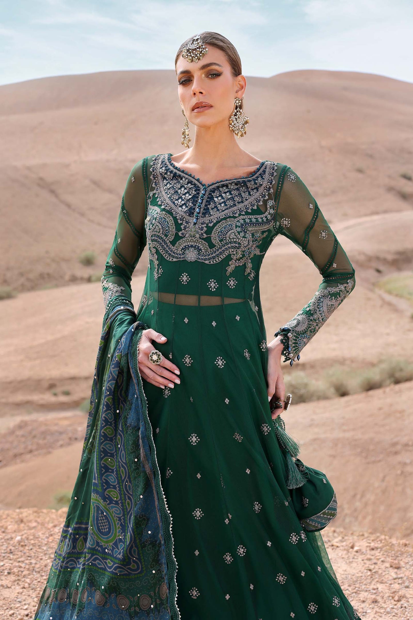 D-2507-A | 3 Piece Unstitched Embroidered Net Suit | MARIA.B