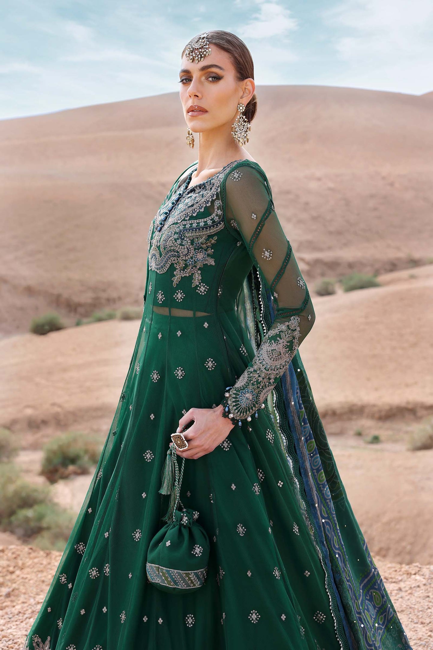 D-2507-A | 3 Piece Unstitched Embroidered Net Suit | MARIA.B