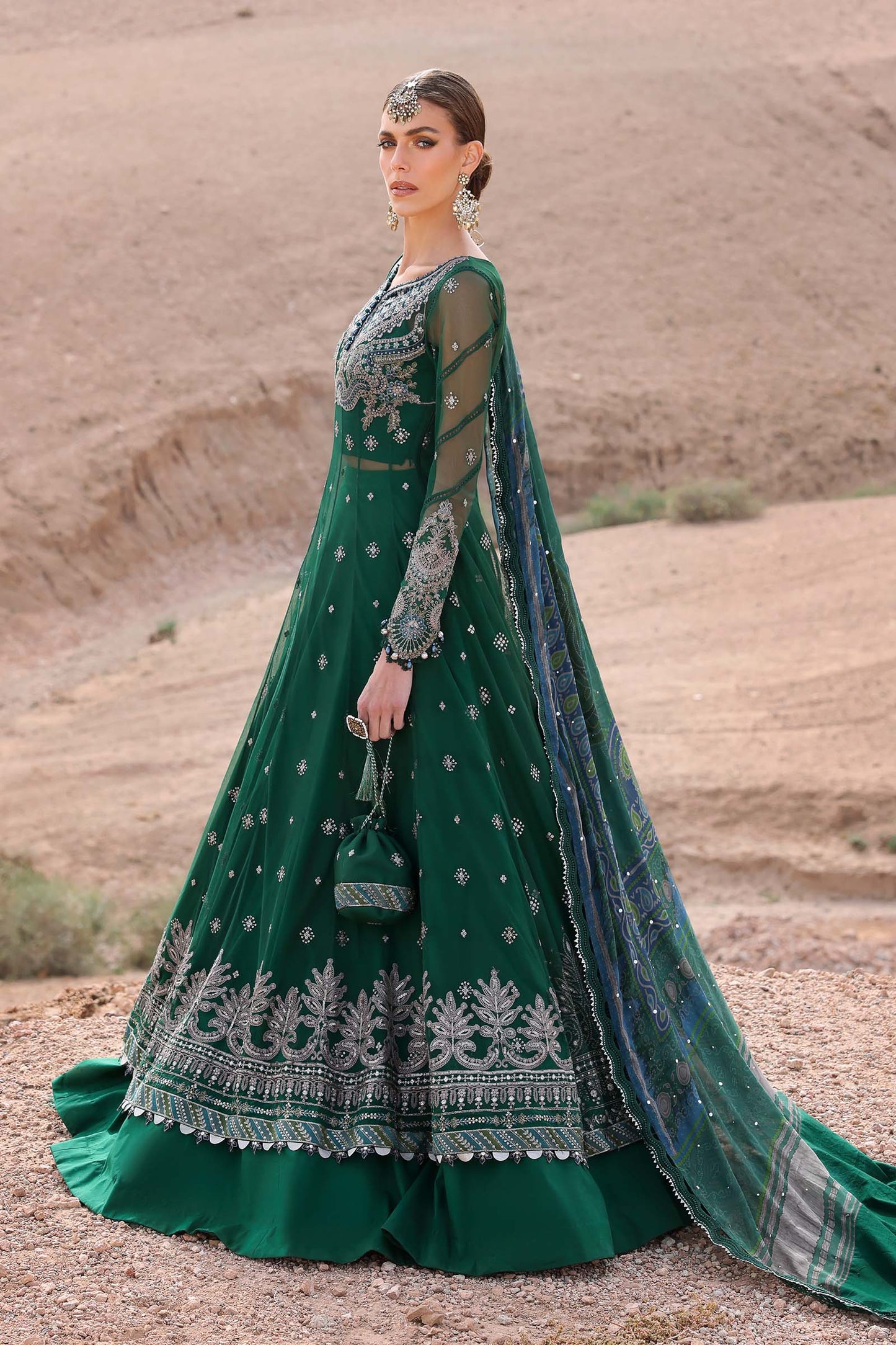 D-2507-A | 3 Piece Unstitched Embroidered Net Suit | MARIA.B