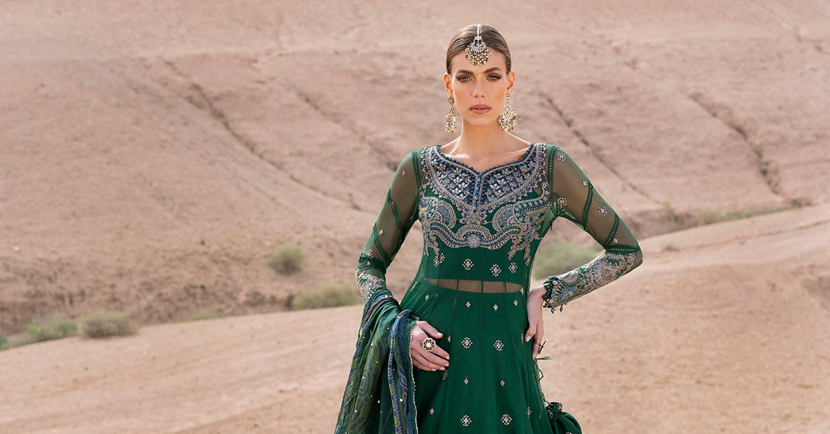 D-2507-A | 3 Piece Unstitched Embroidered Net Suit | MARIA.B
