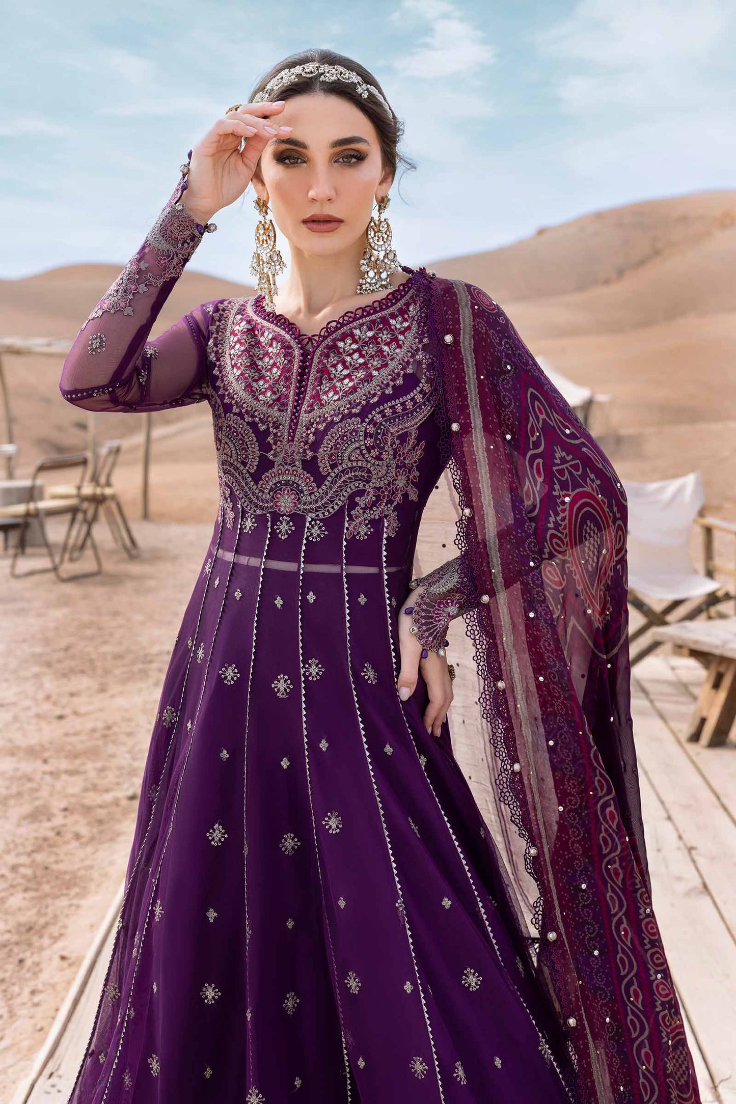 D-2507-B | 3 Piece Unstitched Embroidered Net Suit | MARIA.B