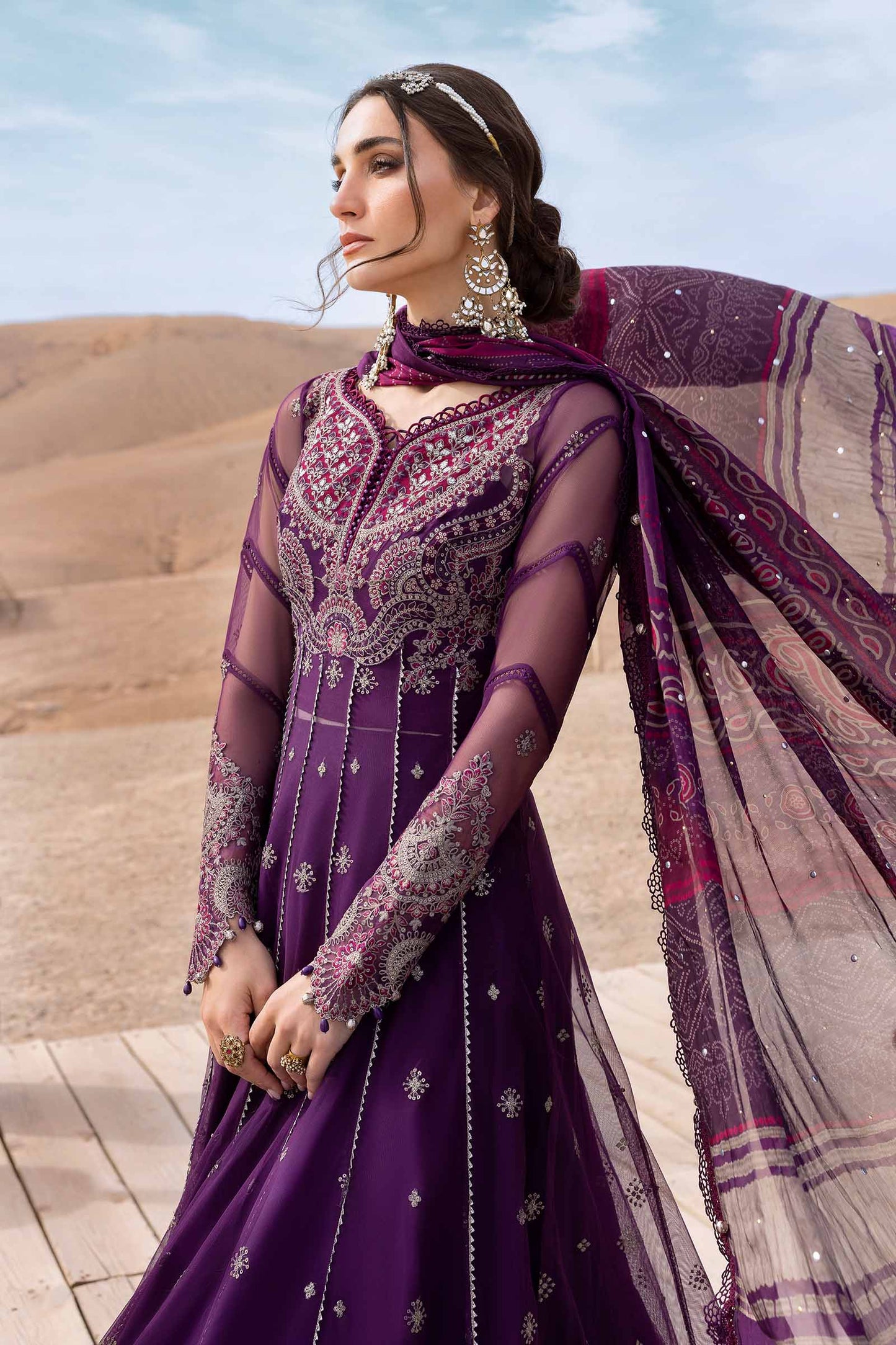 D-2507-B | 3 Piece Unstitched Embroidered Net Suit | MARIA.B
