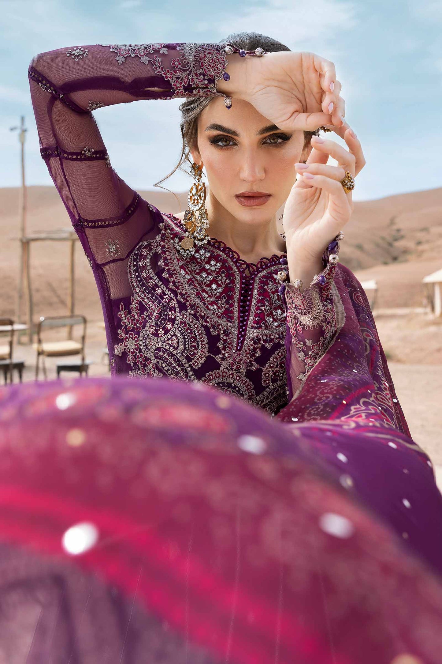 D-2507-B | 3 Piece Unstitched Embroidered Net Suit | MARIA.B