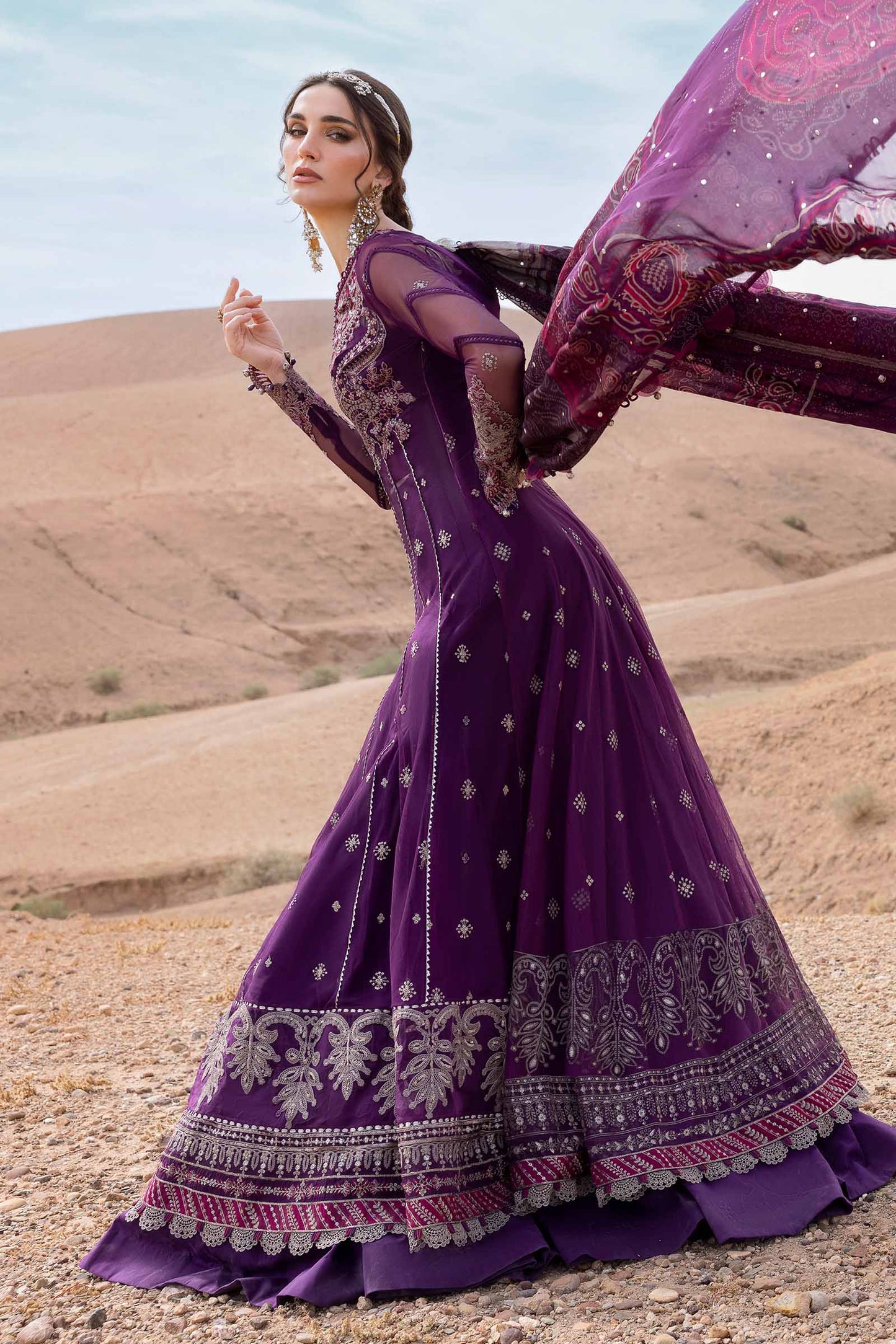 D-2507-B | 3 Piece Unstitched Embroidered Net Suit | MARIA.B
