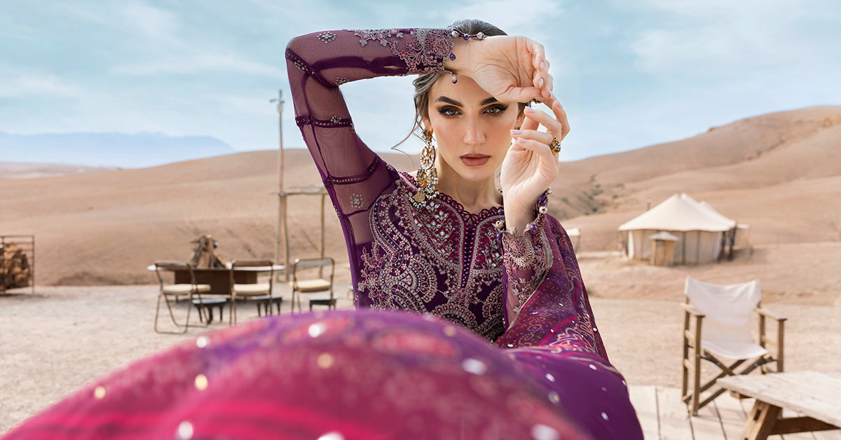 D-2507-B | 3 Piece Unstitched Embroidered Net Suit | MARIA.B