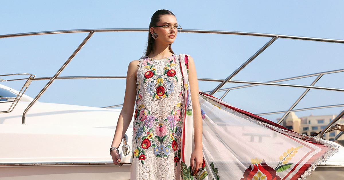 D-2610-A | 3 Piece Unstitched Embroidered Jacquard Lawn Suit | MARIA.B