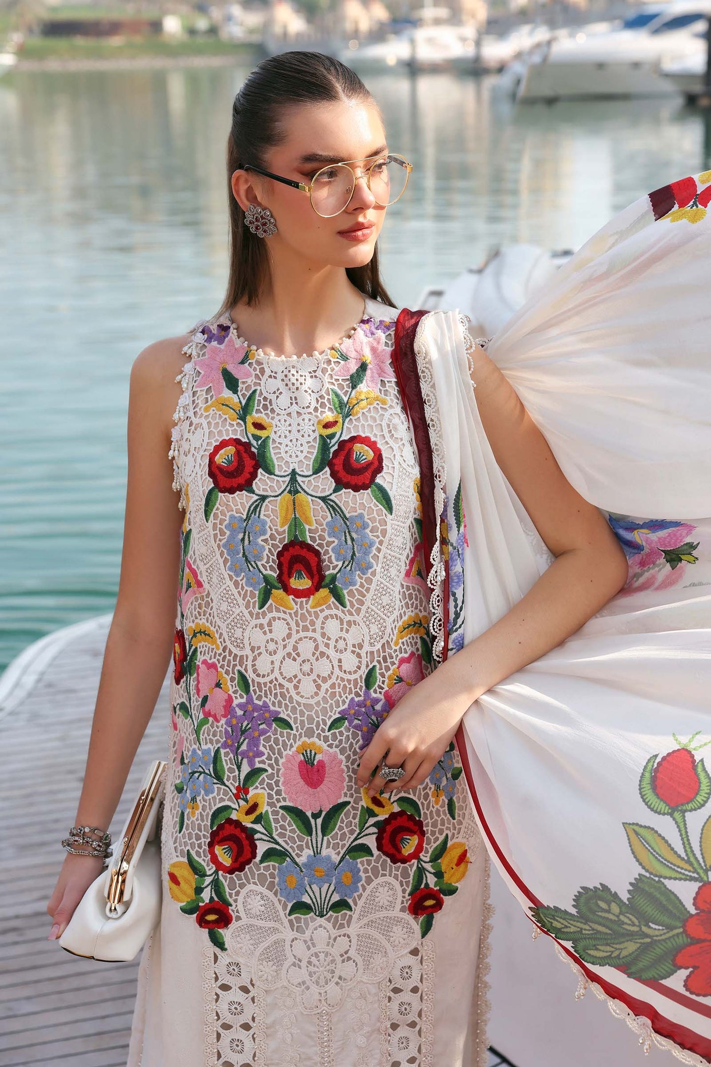 D-2610-A | 3 Piece Unstitched Embroidered Jacquard Lawn Suit | MARIA.B