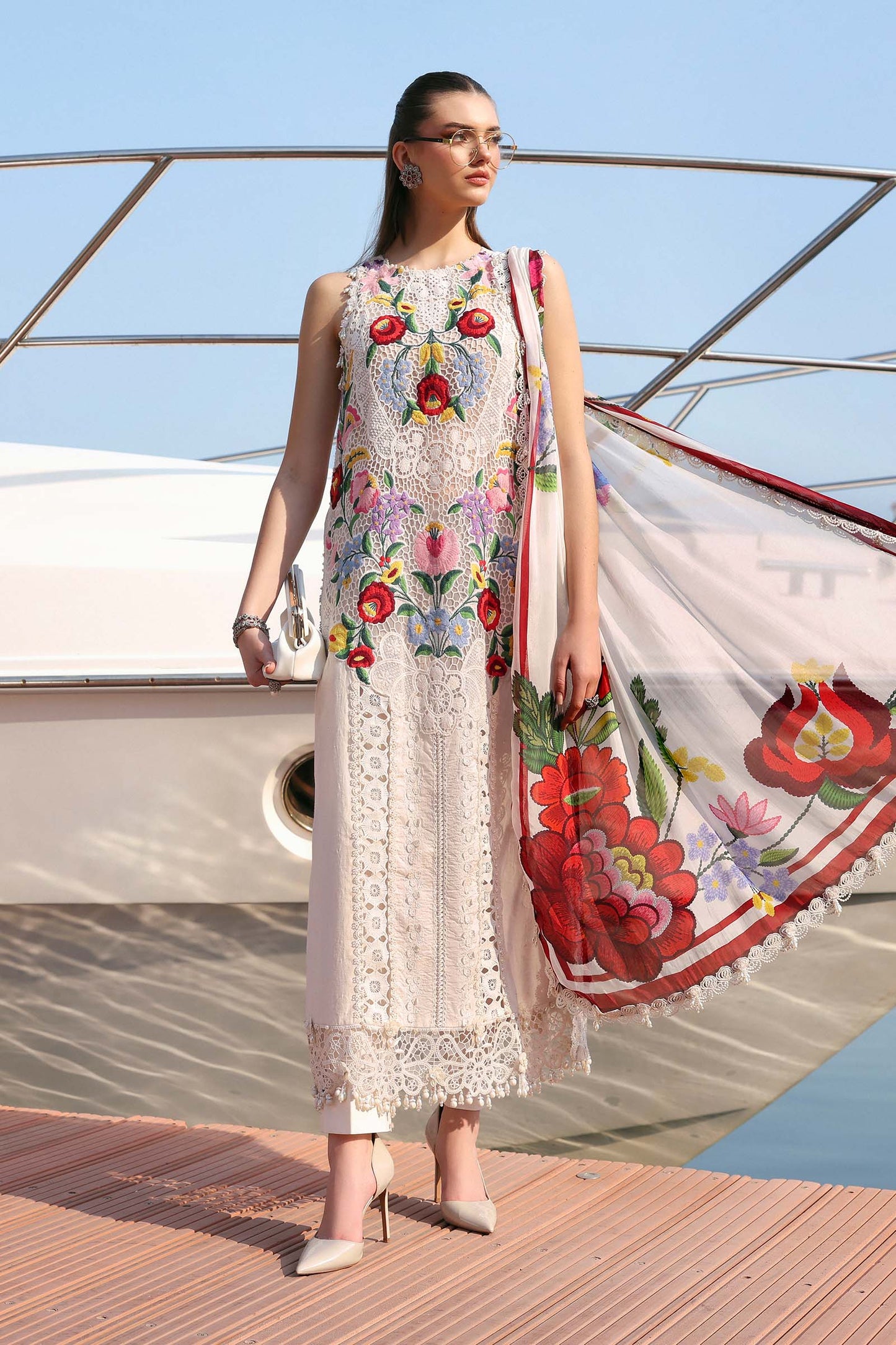 D-2610-A | 3 Piece Unstitched Embroidered Jacquard Lawn Suit | MARIA.B