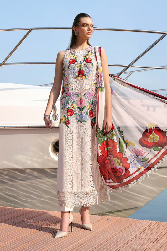 D-2610-A | 3 Piece Unstitched Embroidered Jacquard Lawn Suit | MARIA.B