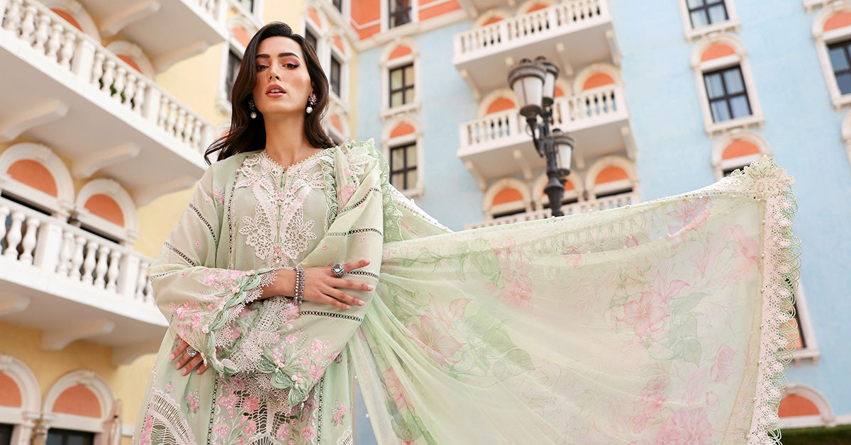 D-2611-A | 3 Piece Unstitched Embroidered Lawn Suit | MARIA.B