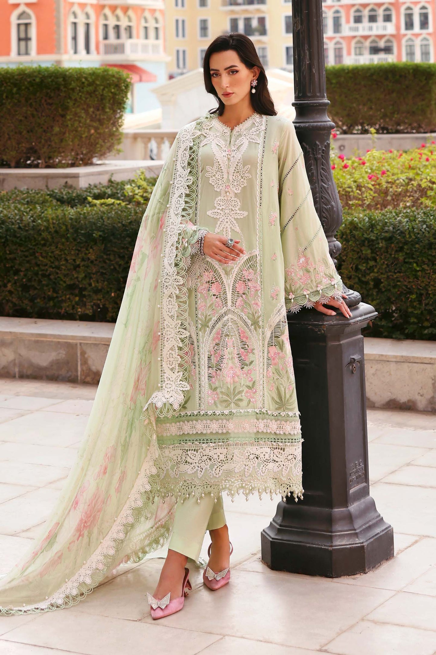 D-2611-A | 3 Piece Unstitched Embroidered Lawn Suit | MARIA.B