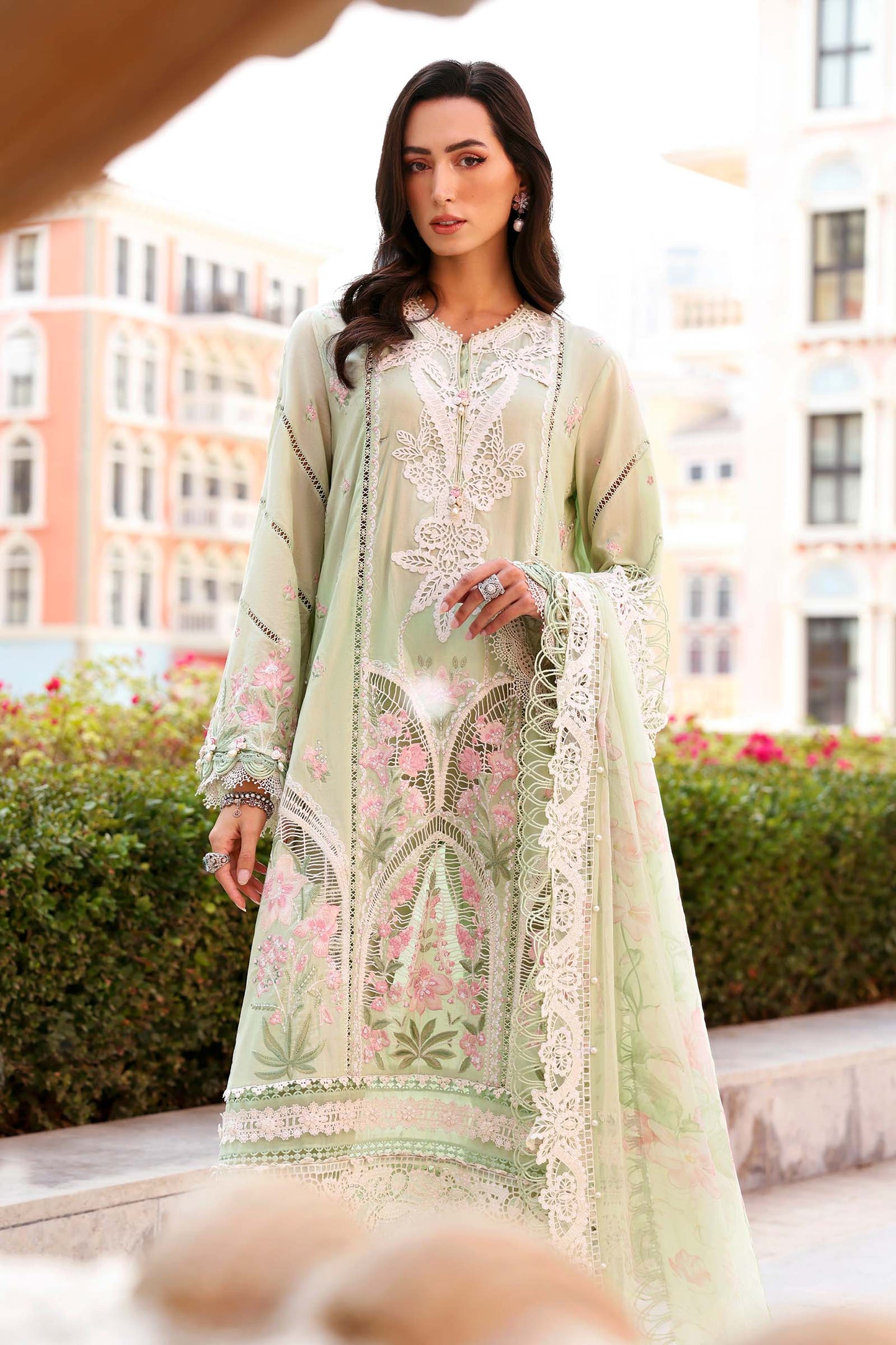 D-2611-A | 3 Piece Unstitched Embroidered Lawn Suit | MARIA.B