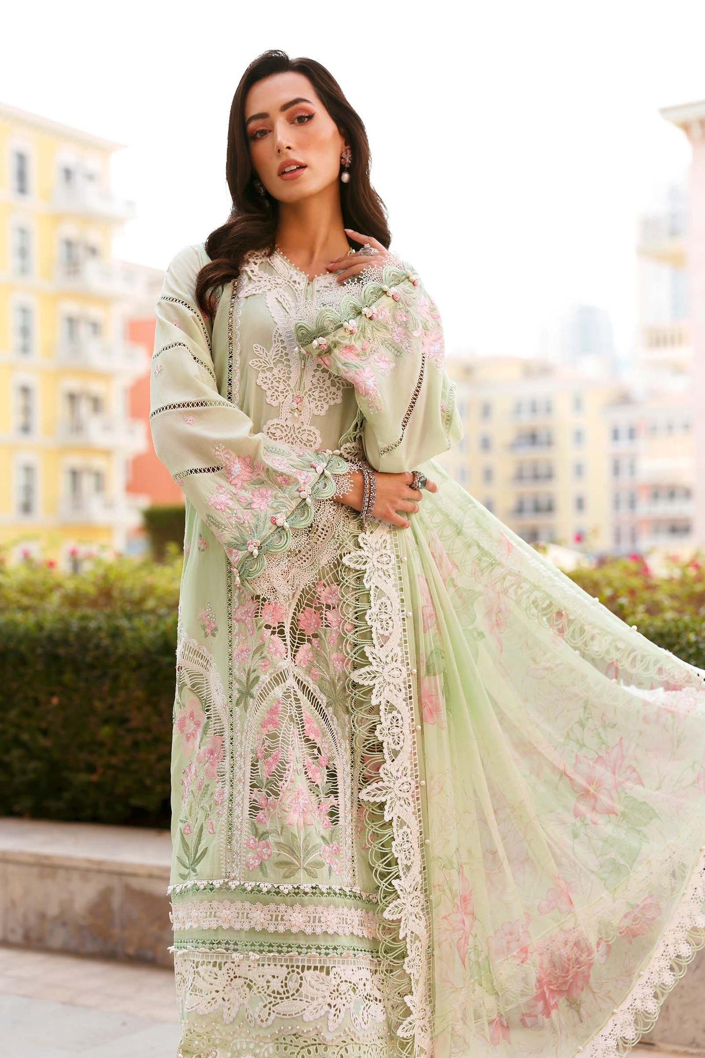 D-2611-A | 3 Piece Unstitched Embroidered Lawn Suit | MARIA.B