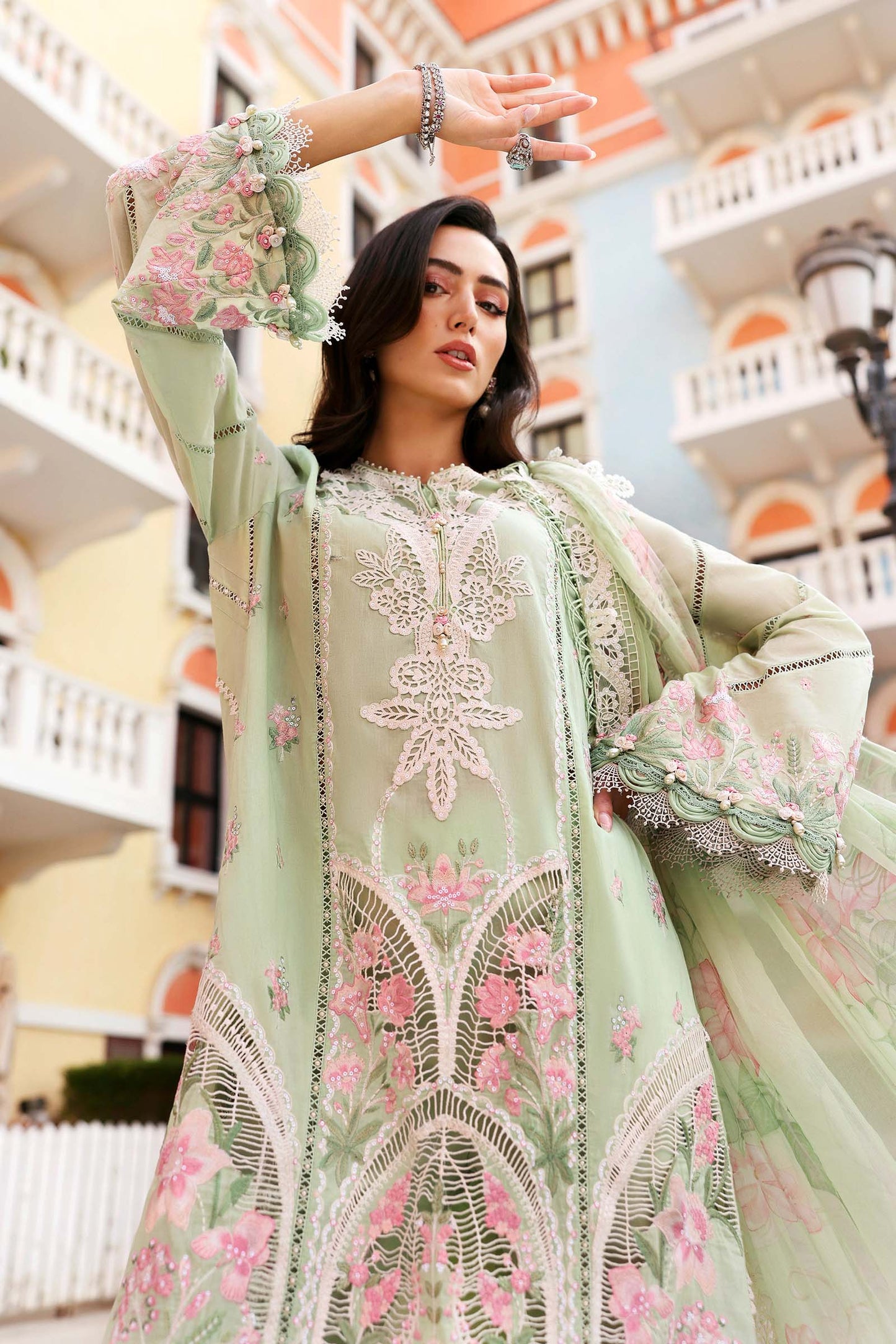 D-2611-A | 3 Piece Unstitched Embroidered Lawn Suit | MARIA.B