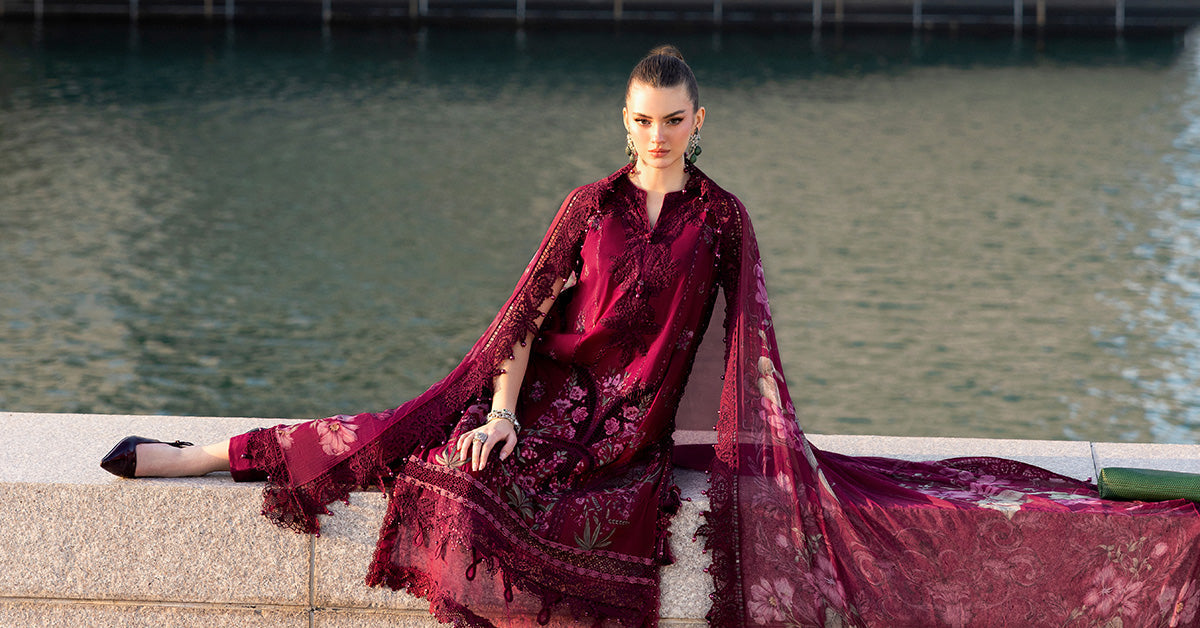 D-2611-B | 3 Piece Unstitched Embroidered Lawn Suit | MARIA.B