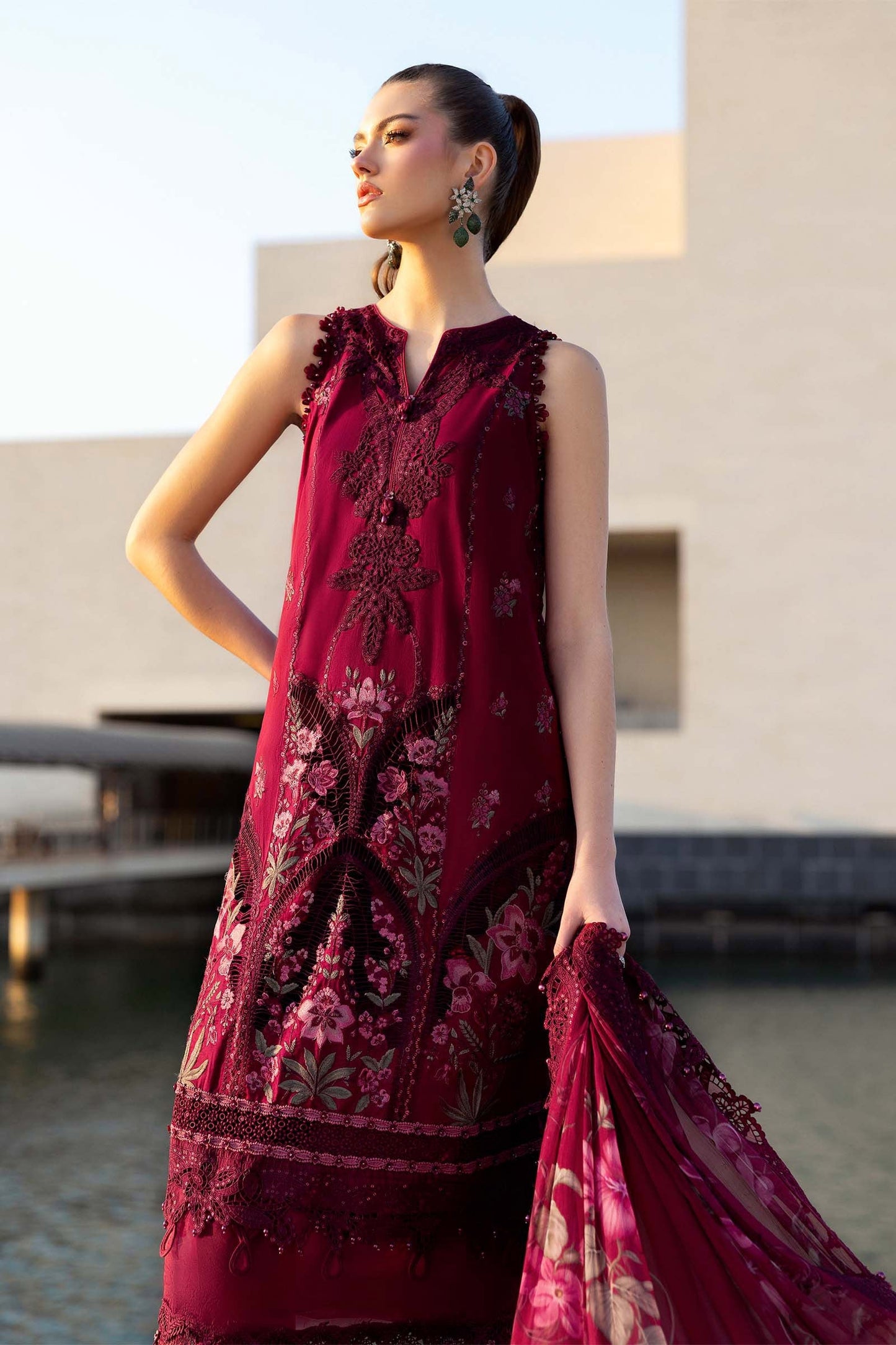 D-2611-B | 3 Piece Unstitched Embroidered Lawn Suit | MARIA.B