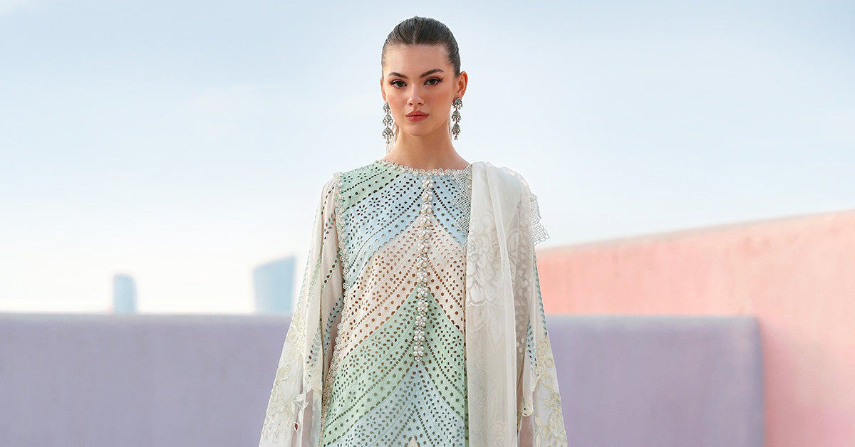D-2612-A | 3 Piece Unstitched Embroidered Lawn Suit | MARIA.B