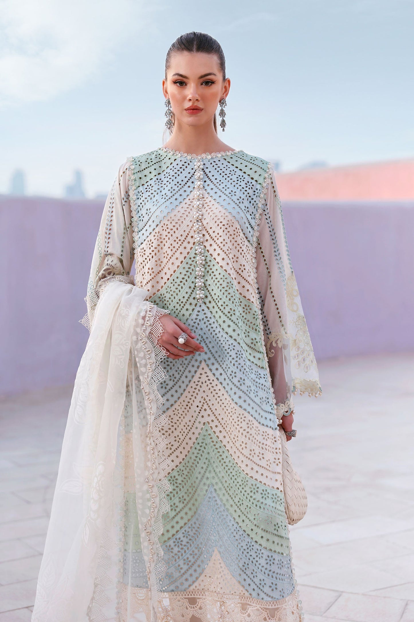 D-2612-A | 3 Piece Unstitched Embroidered Lawn Suit | MARIA.B