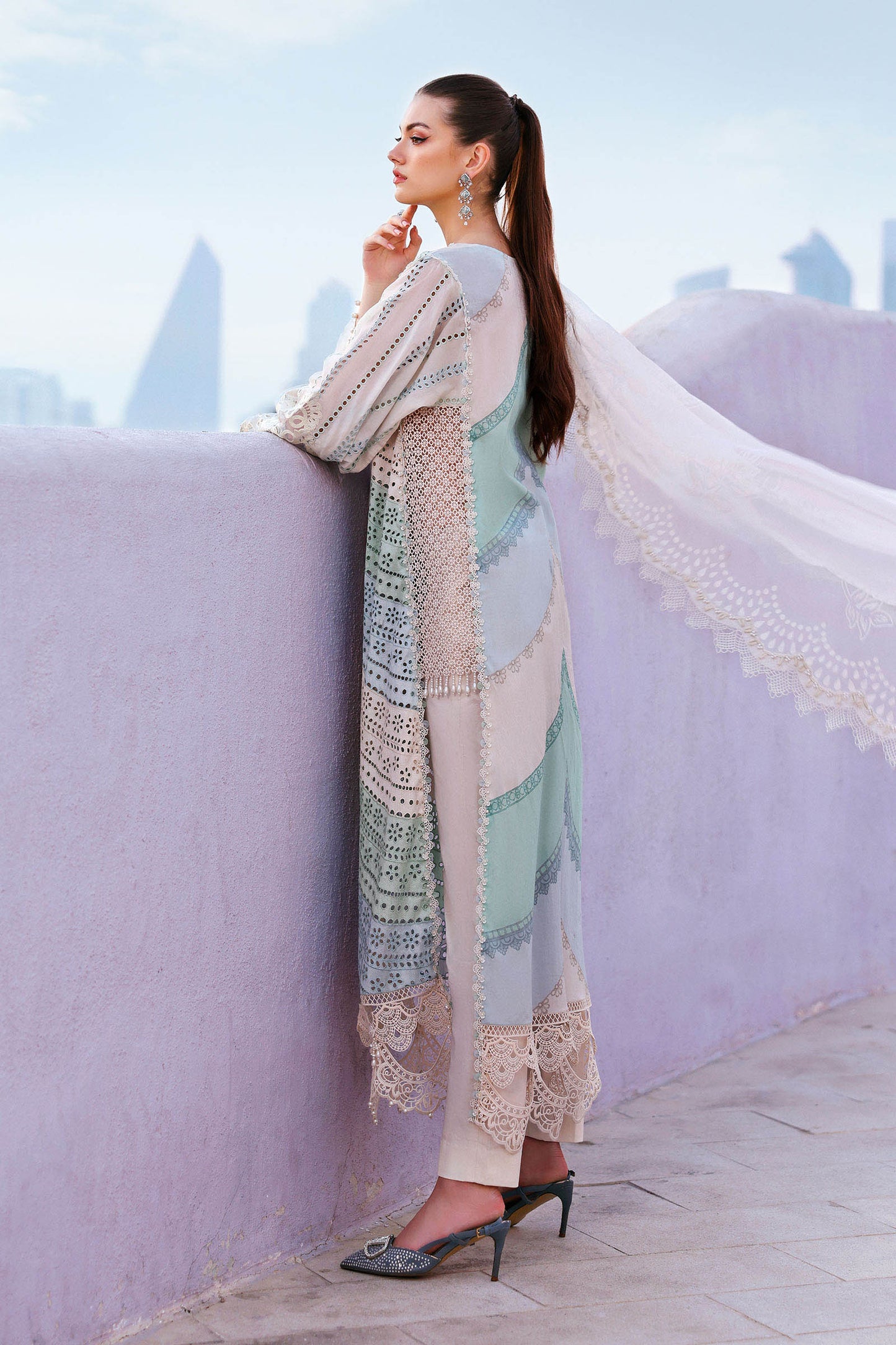 D-2612-A | 3 Piece Unstitched Embroidered Lawn Suit | MARIA.B