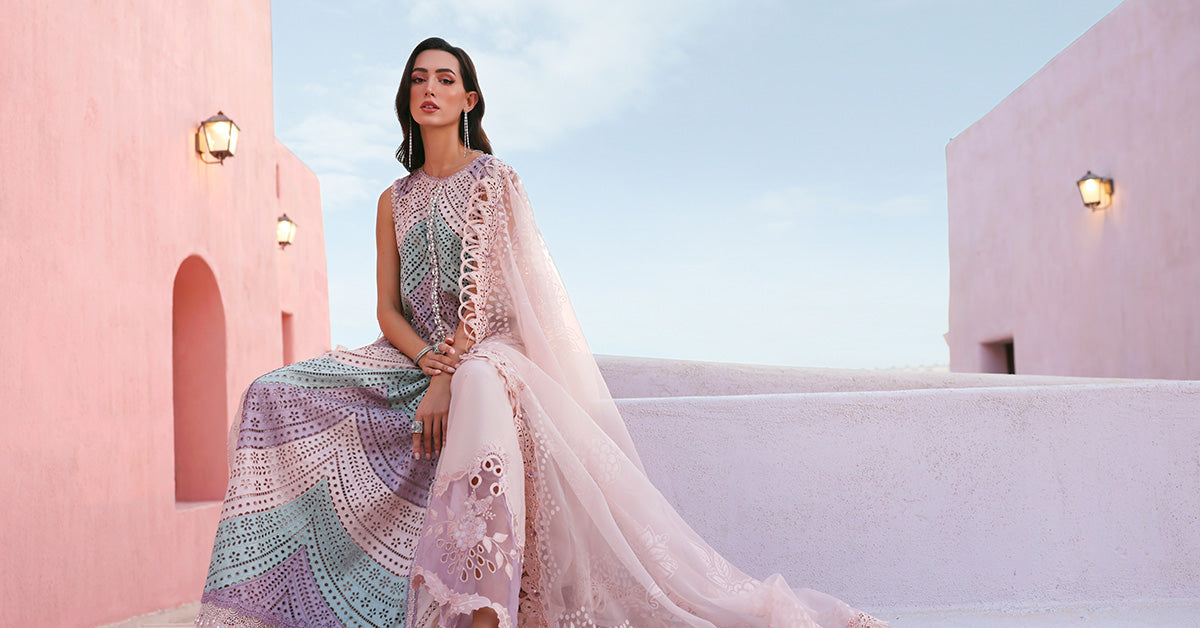 D-2612-B | 3 Piece Unstitched Embroidered Lawn Suit | MARIA.B