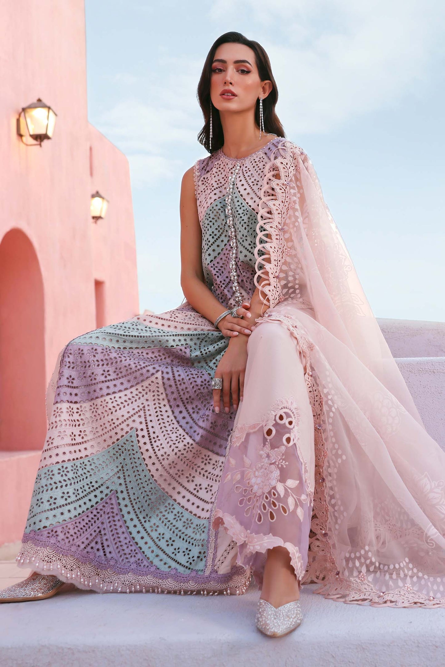 D-2612-B | 3 Piece Unstitched Embroidered Lawn Suit | MARIA.B