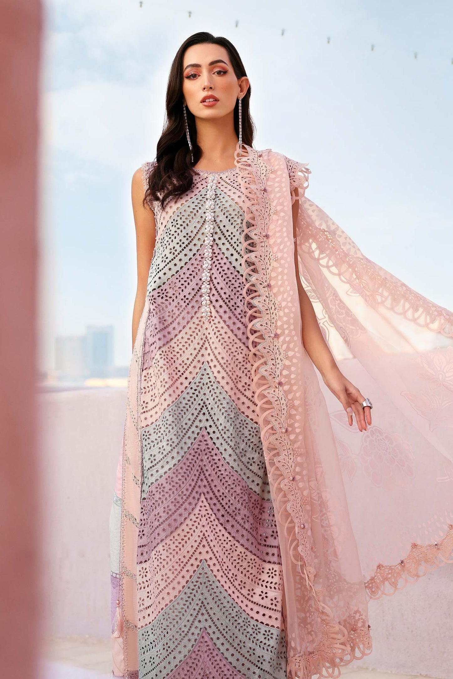 D-2612-B | 3 Piece Unstitched Embroidered Lawn Suit | MARIA.B