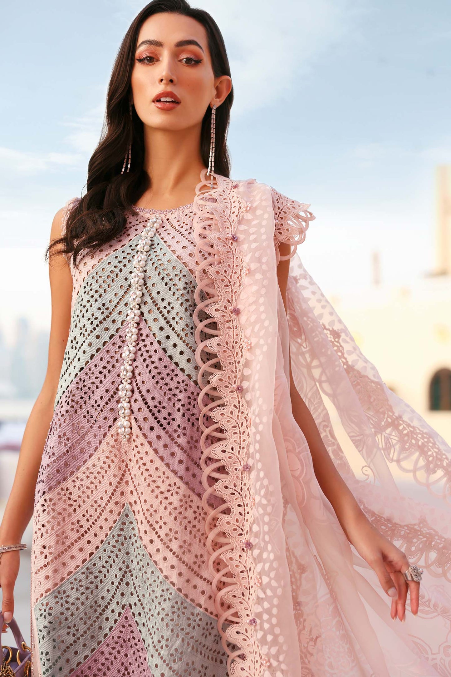 D-2612-B | 3 Piece Unstitched Embroidered Lawn Suit | MARIA.B