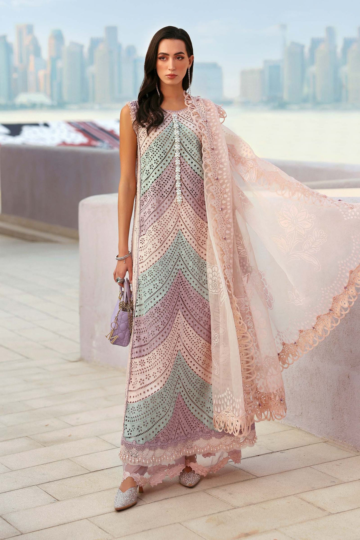 D-2612-B | 3 Piece Unstitched Embroidered Lawn Suit | MARIA.B
