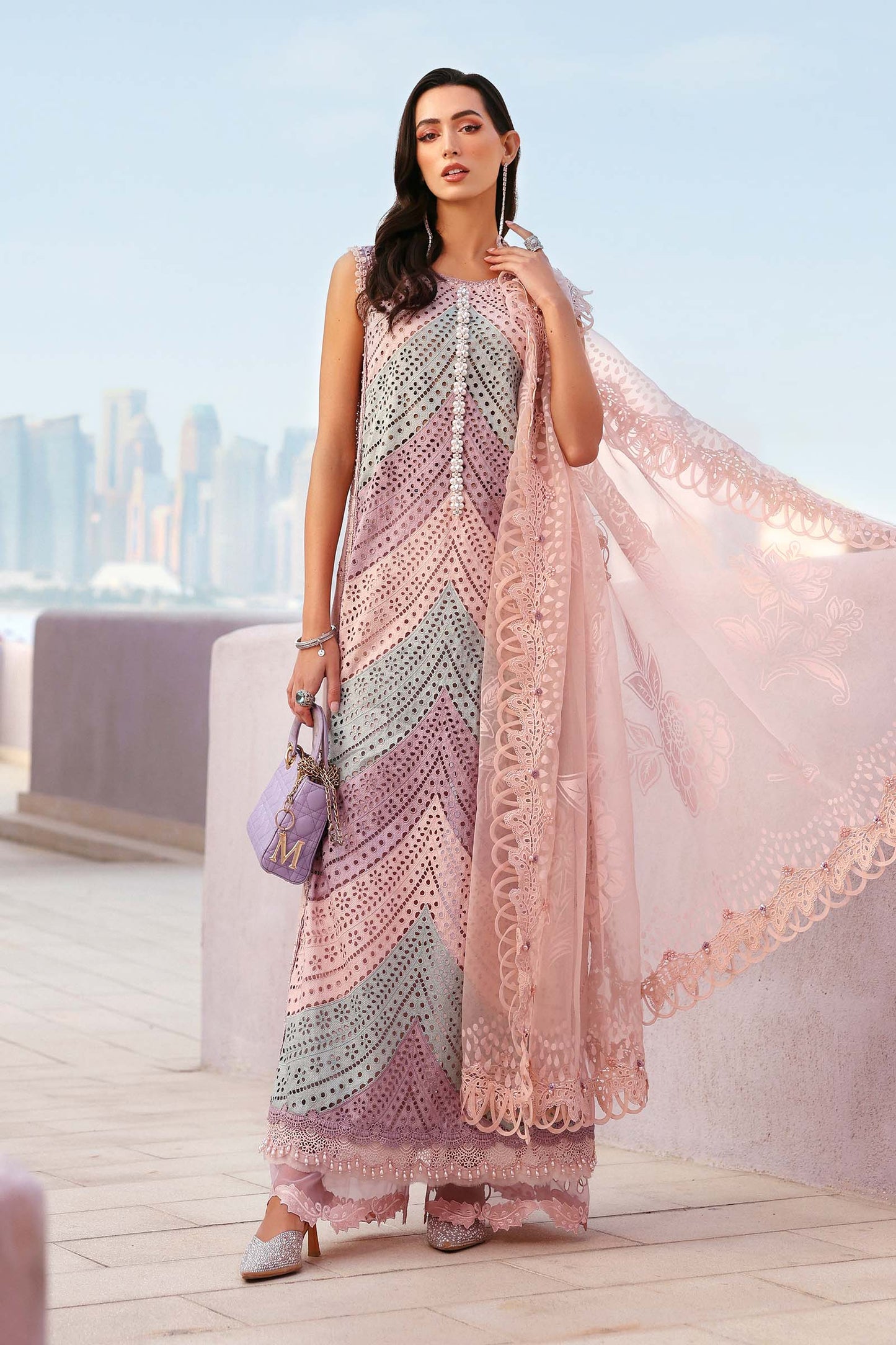 D-2612-B | 3 Piece Unstitched Embroidered Lawn Suit | MARIA.B