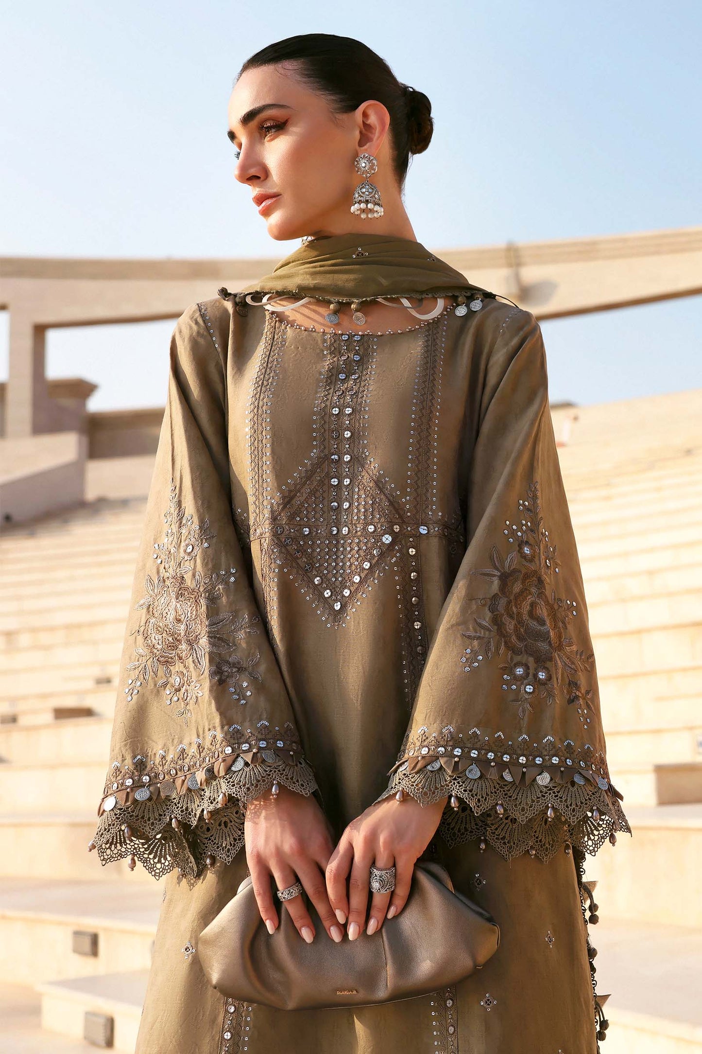 D-2602-A | 3 Piece Unstitched Embroidered Jacquard Lawn Suit | MARIA.B