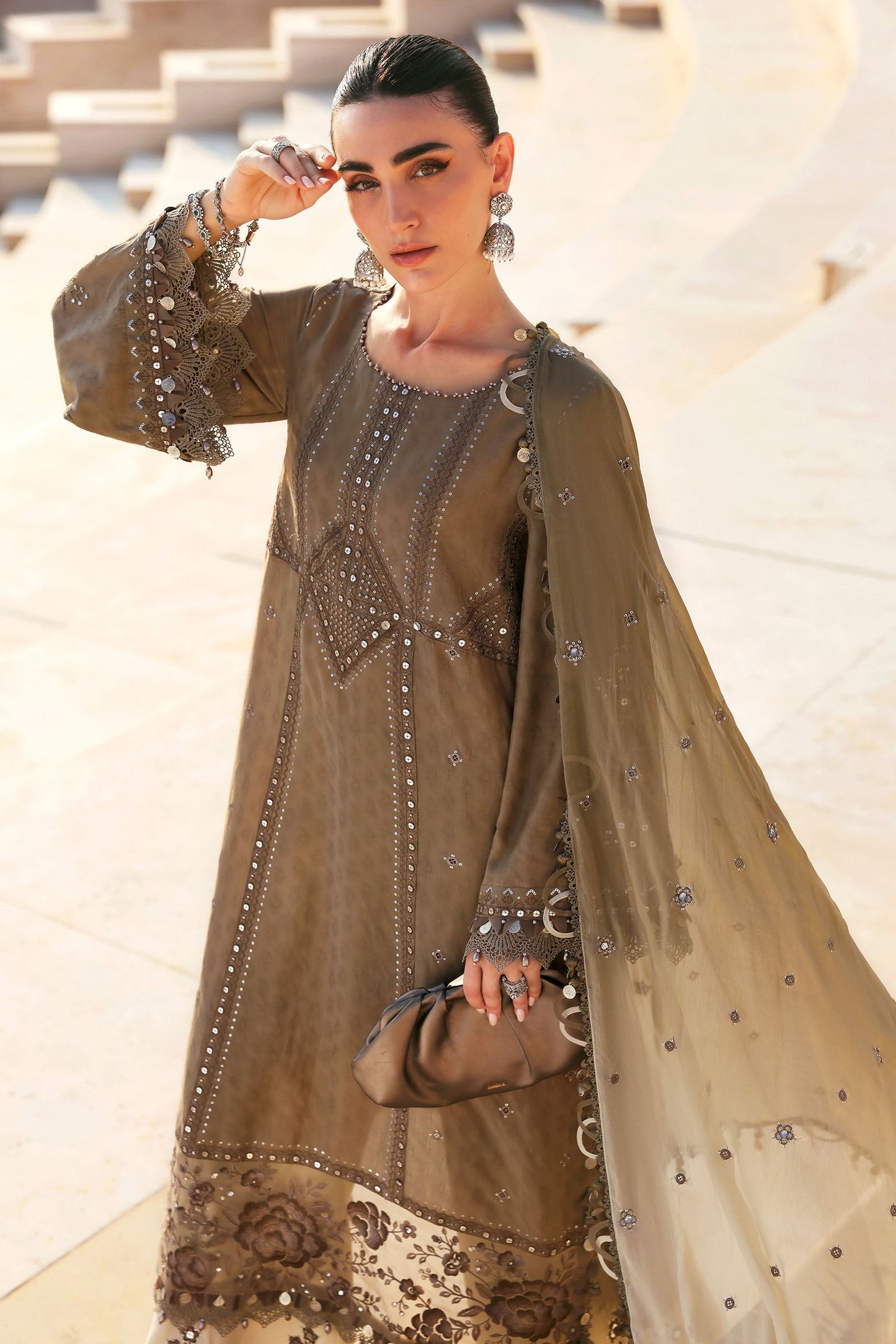 D-2602-A | 3 Piece Unstitched Embroidered Jacquard Lawn Suit | MARIA.B