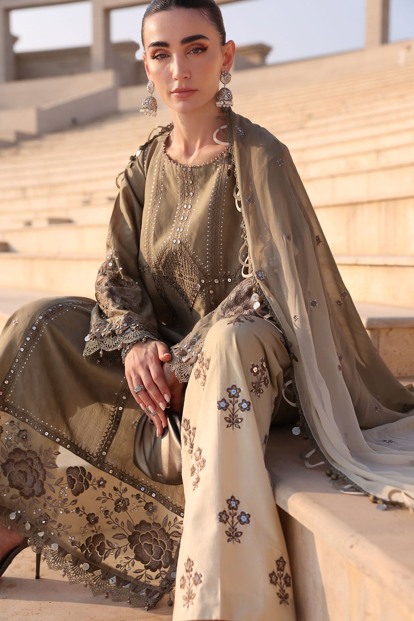 D-2602-A | 3 Piece Unstitched Embroidered Jacquard Lawn Suit | MARIA.B