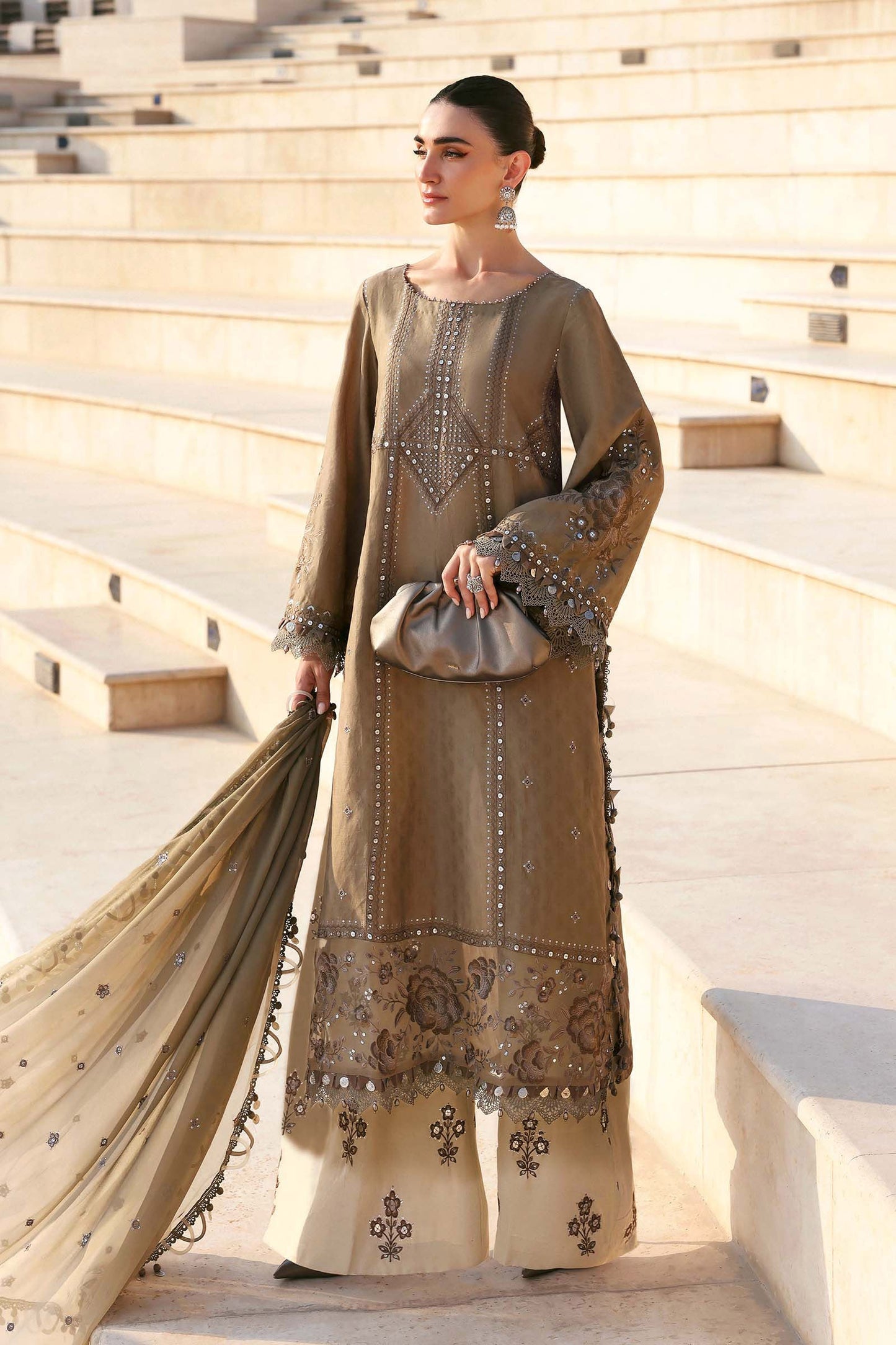 D-2602-A | 3 Piece Unstitched Embroidered Jacquard Lawn Suit | MARIA.B