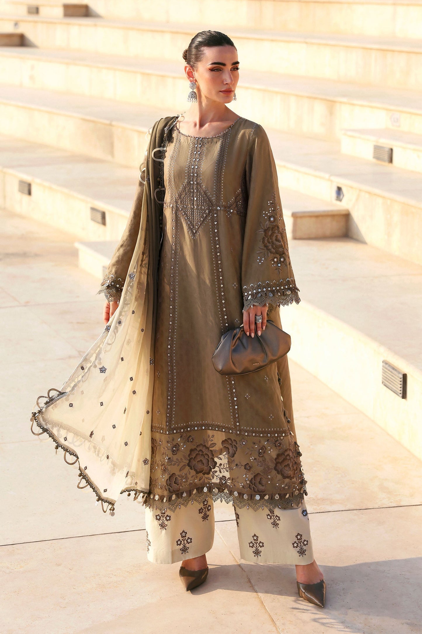 D-2602-A | 3 Piece Unstitched Embroidered Jacquard Lawn Suit | MARIA.B