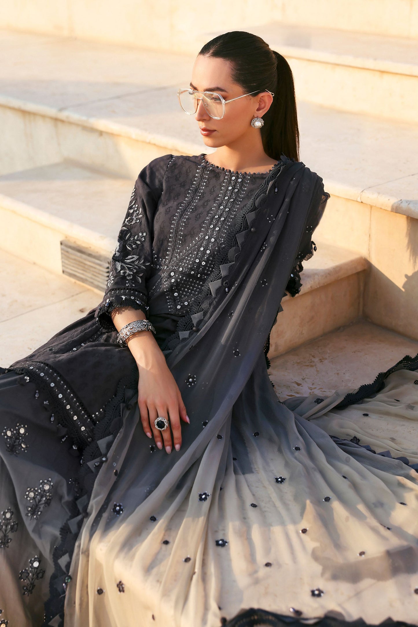 D-2602-B | 3 Piece Unstitched Embroidered Jacquard Lawn Suit | MARIA.B