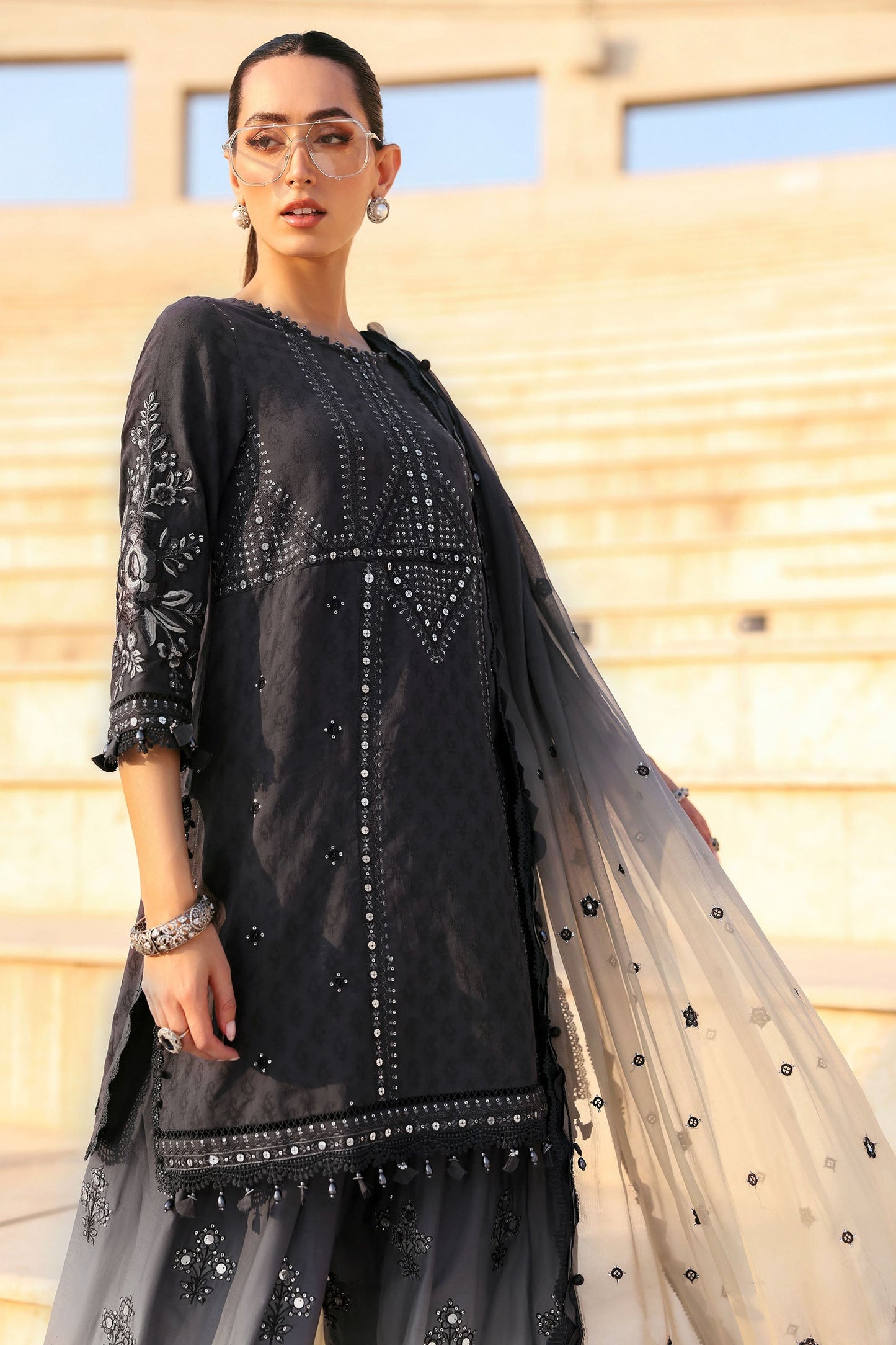 D-2602-B | 3 Piece Unstitched Embroidered Jacquard Lawn Suit | MARIA.B