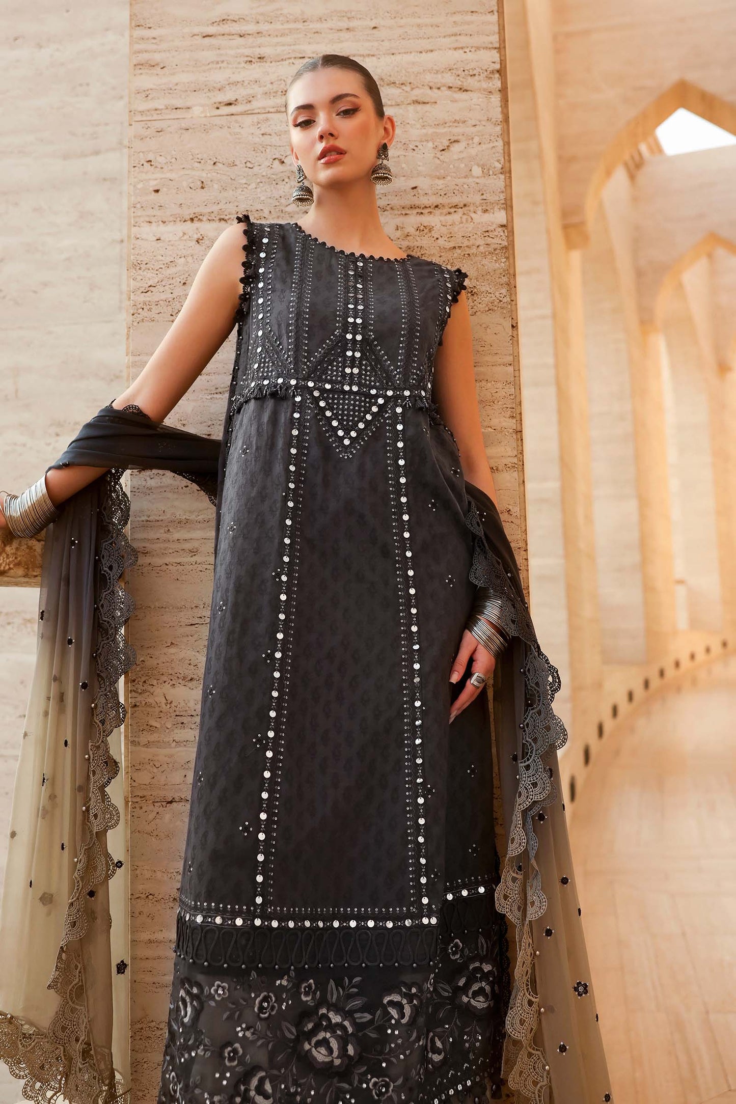 D-2602-B | 3 Piece Unstitched Embroidered Jacquard Lawn Suit | MARIA.B