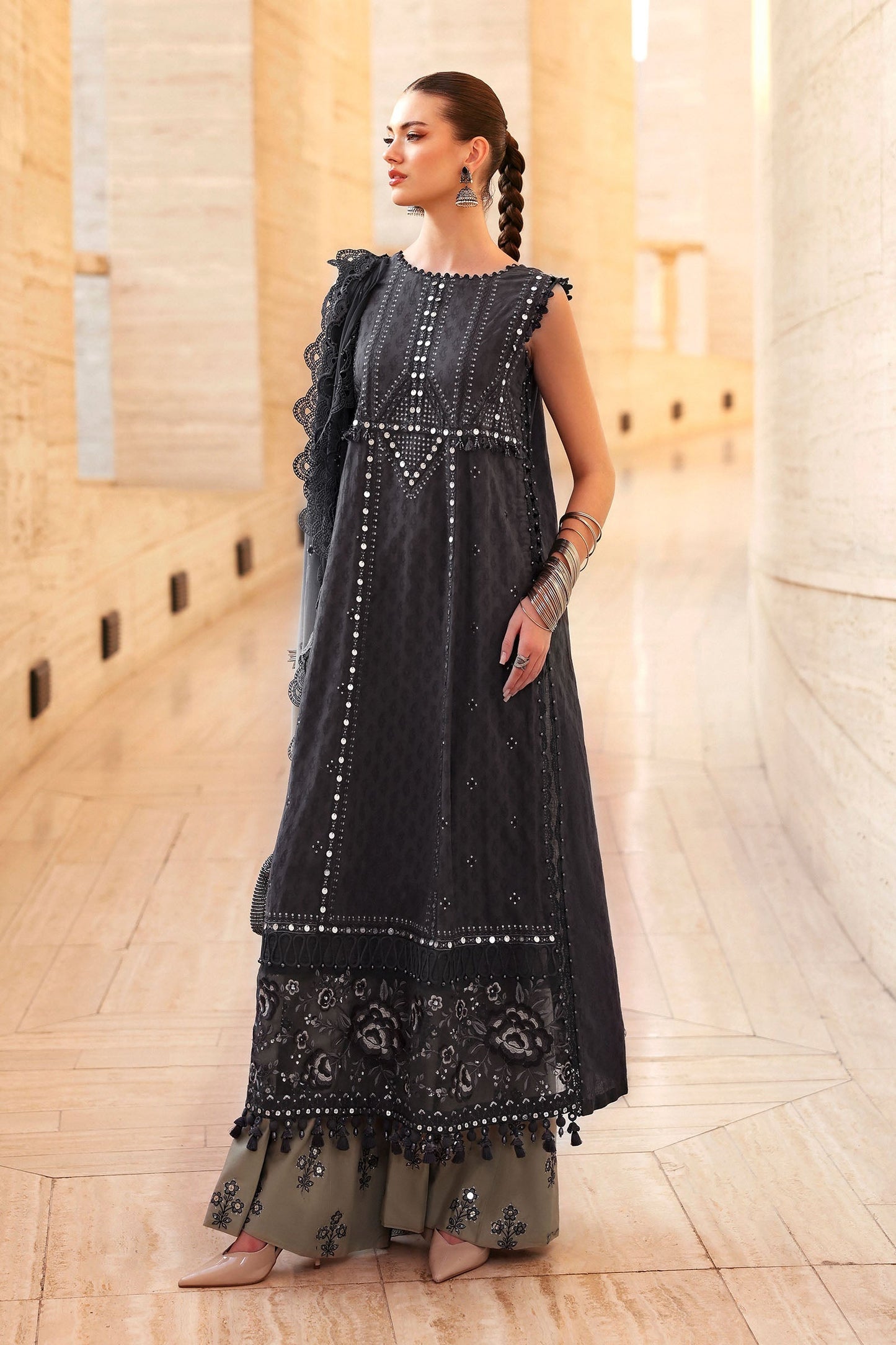 D-2602-B | 3 Piece Unstitched Embroidered Jacquard Lawn Suit | MARIA.B