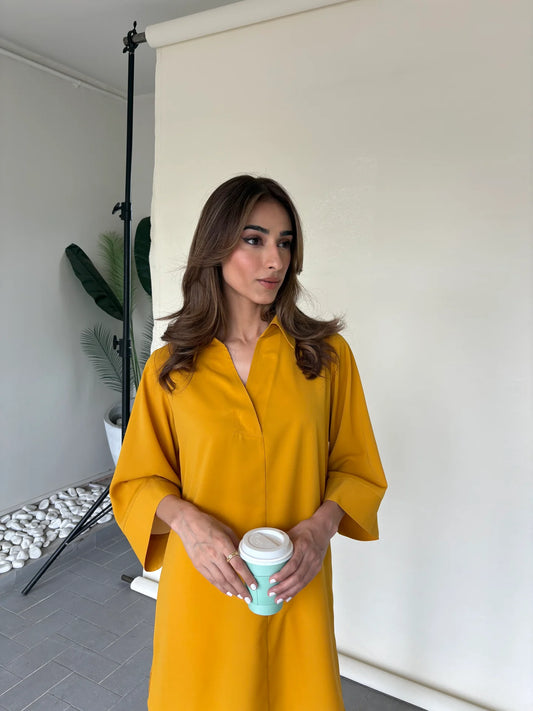 MUSTARD TOBY TUNIC WITH TULIP SHALWAR | Sak Atelier