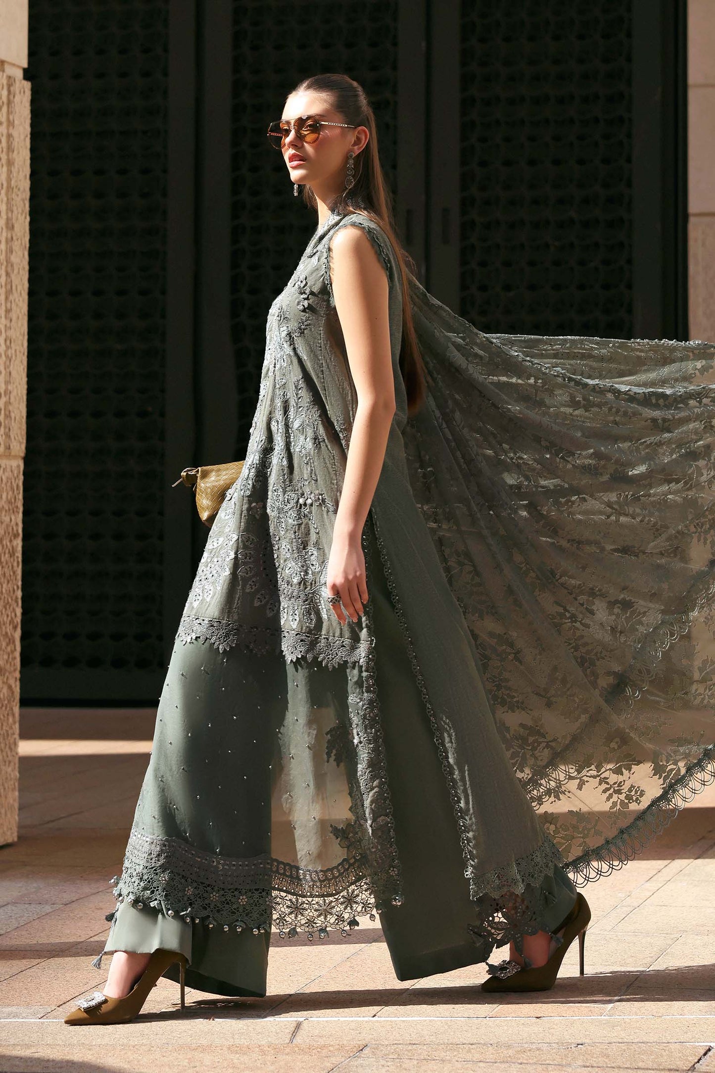 D-2603-B | 3 Piece Unstitched Embroidered Lawn Karandi Suit | MARIA.B