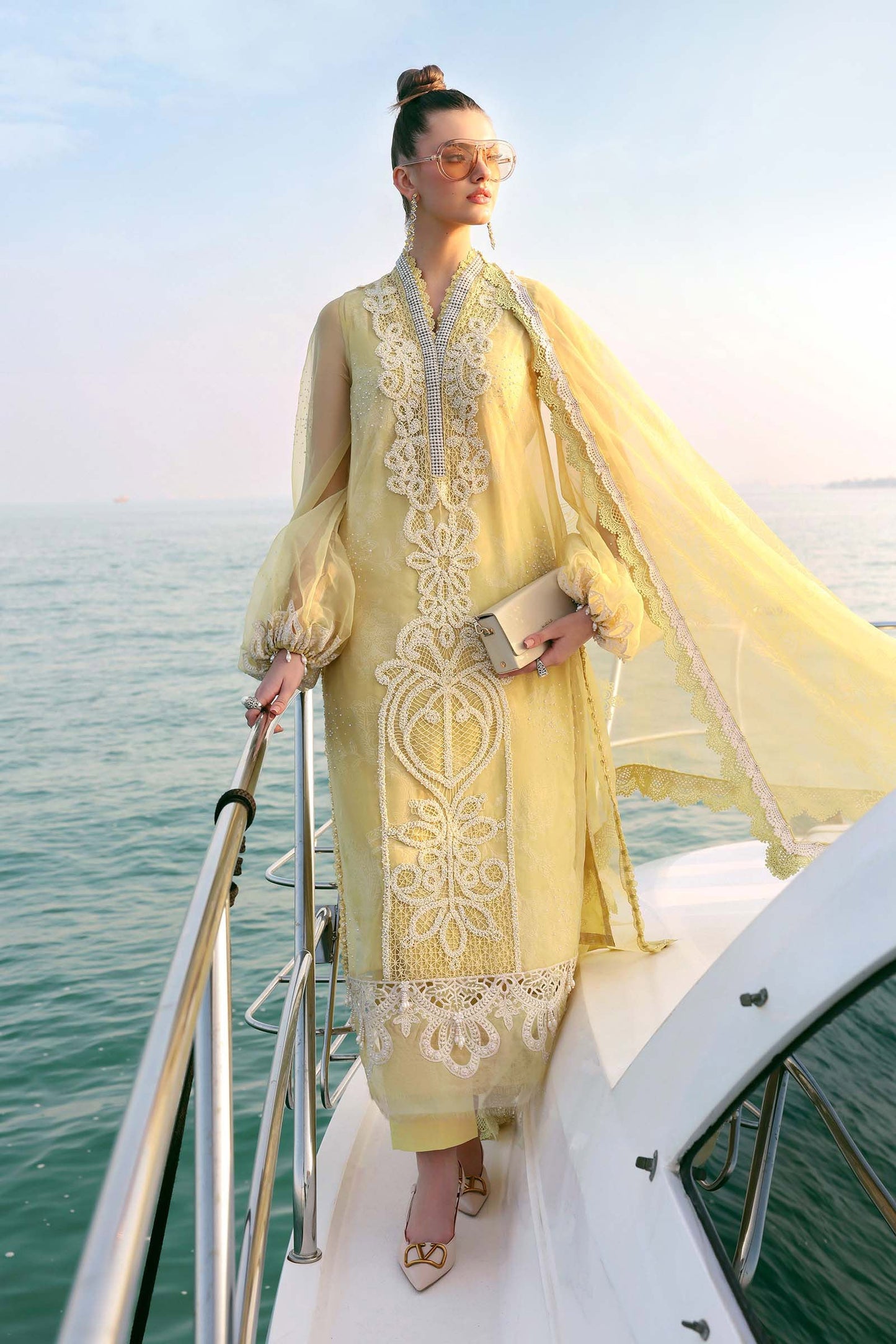 D-2604-A | 3 Piece Unstitched Embroidered Organza Suit | MARIA.B