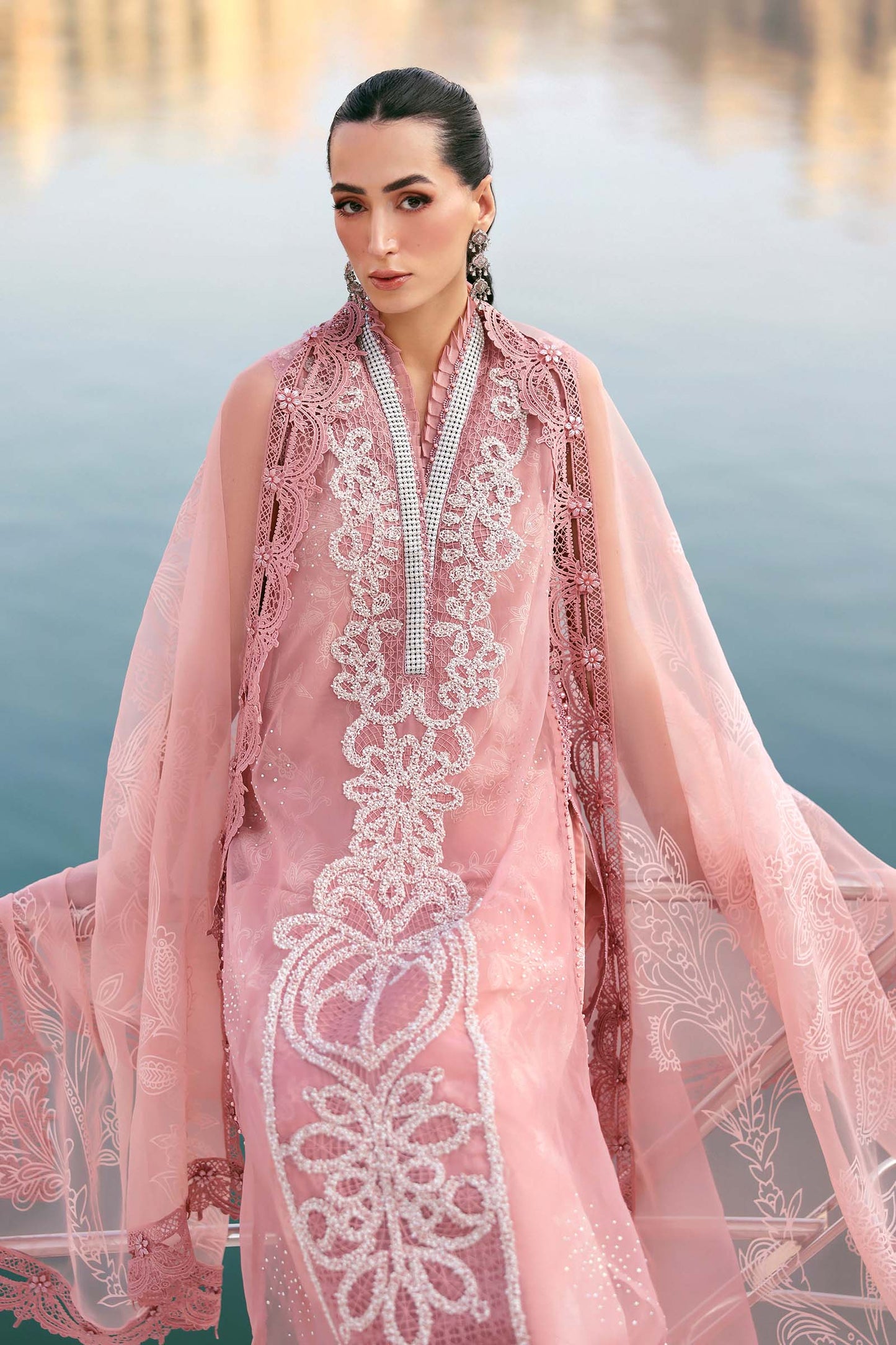 D-2604-B | 3 Piece Unstitched Embroidered Organza Suit | MARIA.B