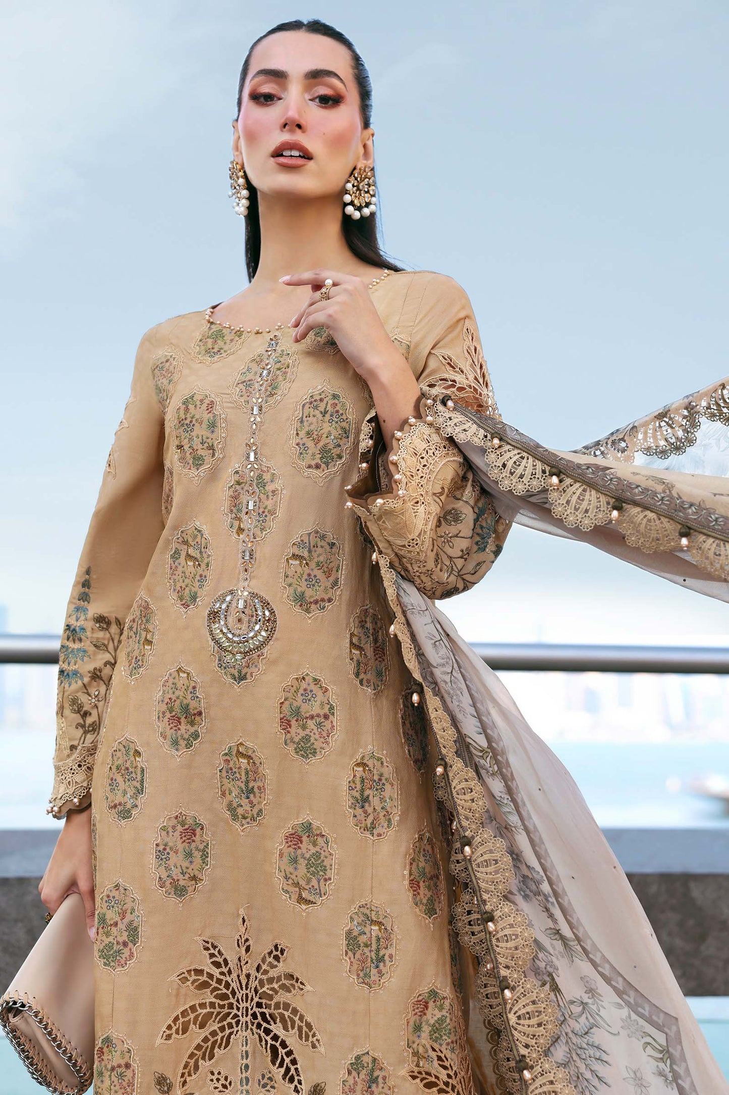 D-2605-A |3 Piece Unstitched Embroidered Jacquard Lawn Suit | MARIA.B