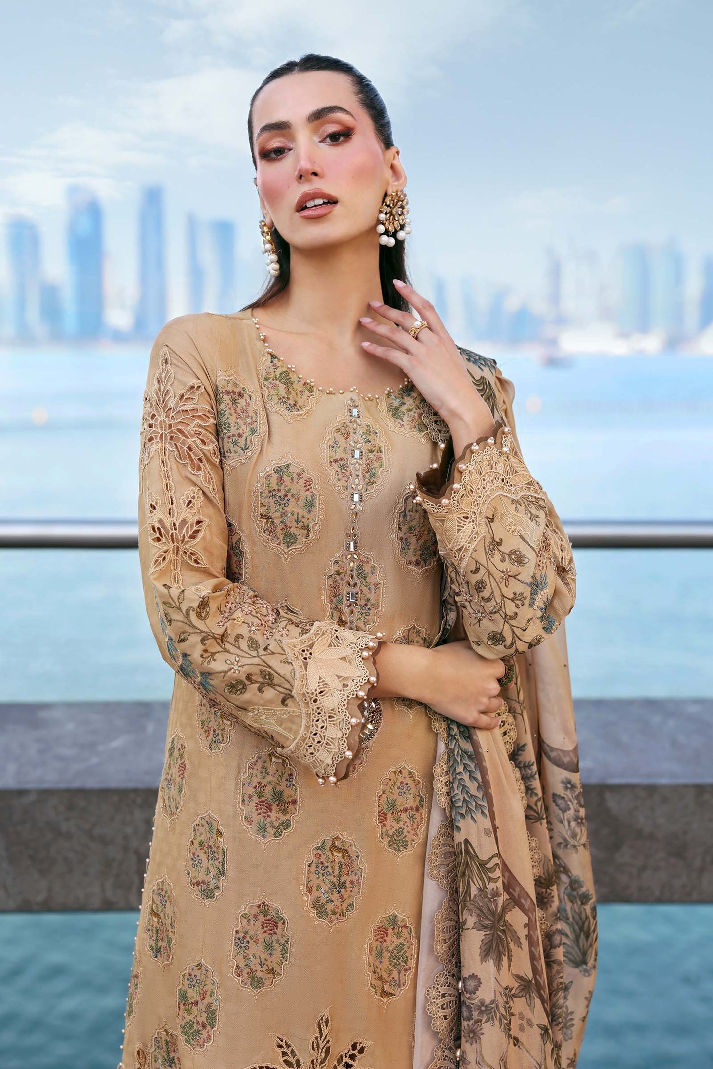 D-2605-A |3 Piece Unstitched Embroidered Jacquard Lawn Suit | MARIA.B
